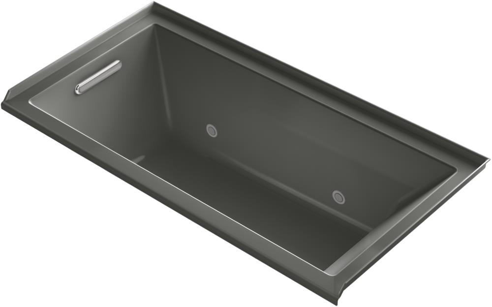 KOHLER K-1167-LVBC-58 Underscore Rectangle 30-in W x 60-in L Thunder Grey Acrylic Rectangular Left-Hand Drain Alcove Bathtub