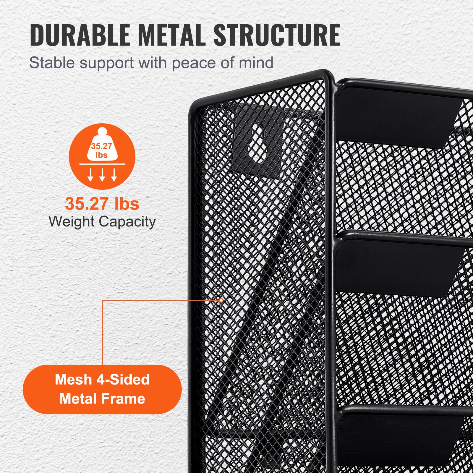 GIVIMO 16-Pocket Metal Mesh Wall File Rack One-Piece Mounted Magazine ...