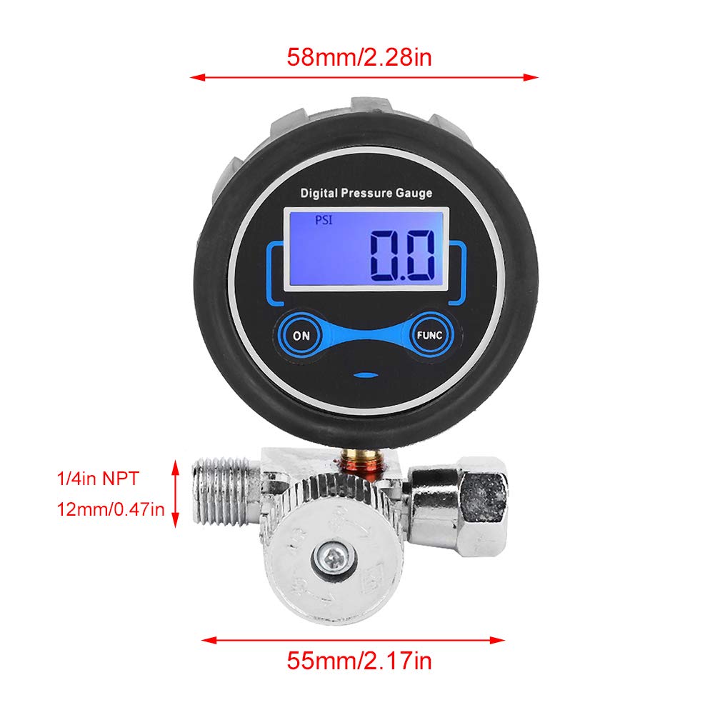 PBTEK Digital Pressure Gauge Air Regulator Control Valve 1 Quarter Inch ...