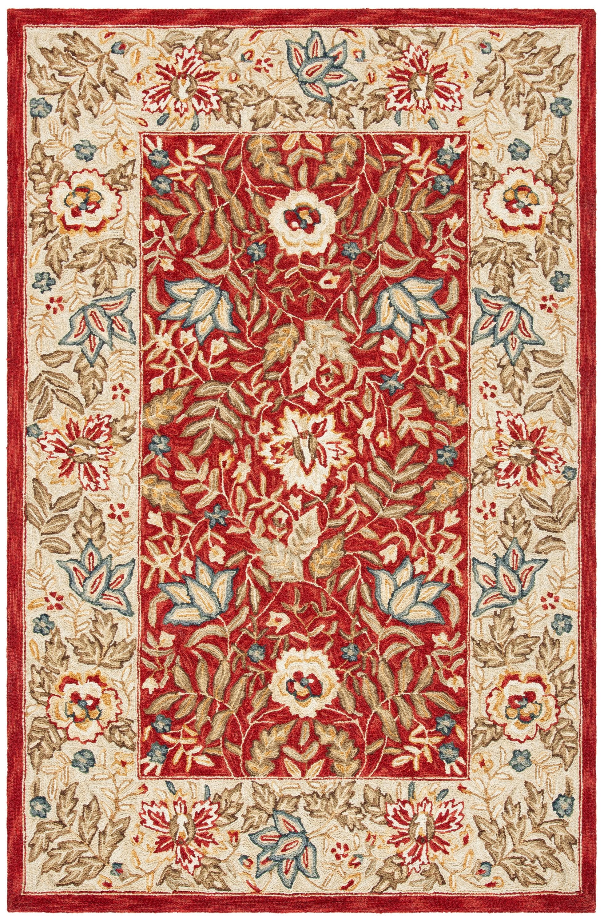 Handmade Multicolor Floral Wool Rectangular Area Rug