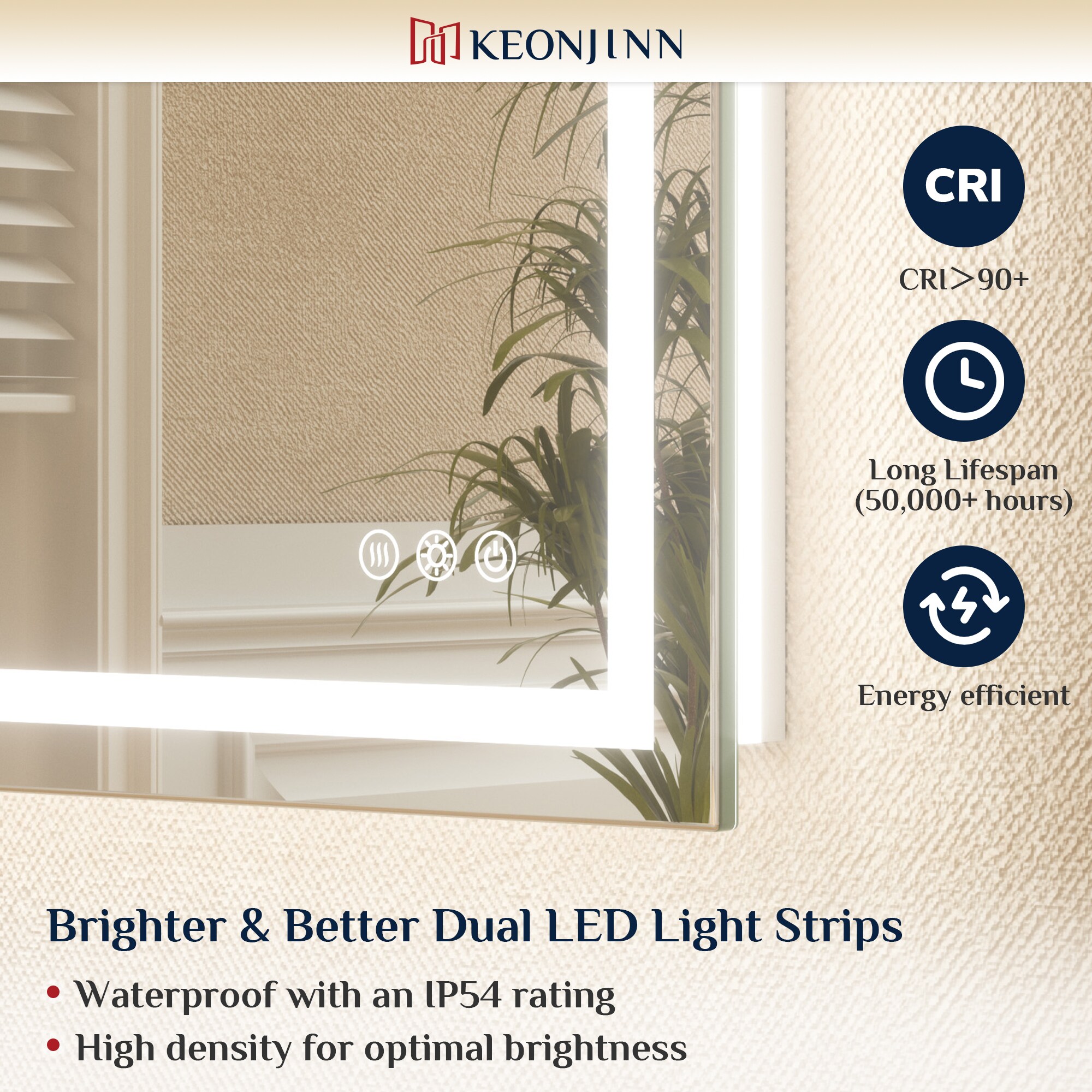 Modern Rectangular Frameless LED Bathroom Vanity Mirror