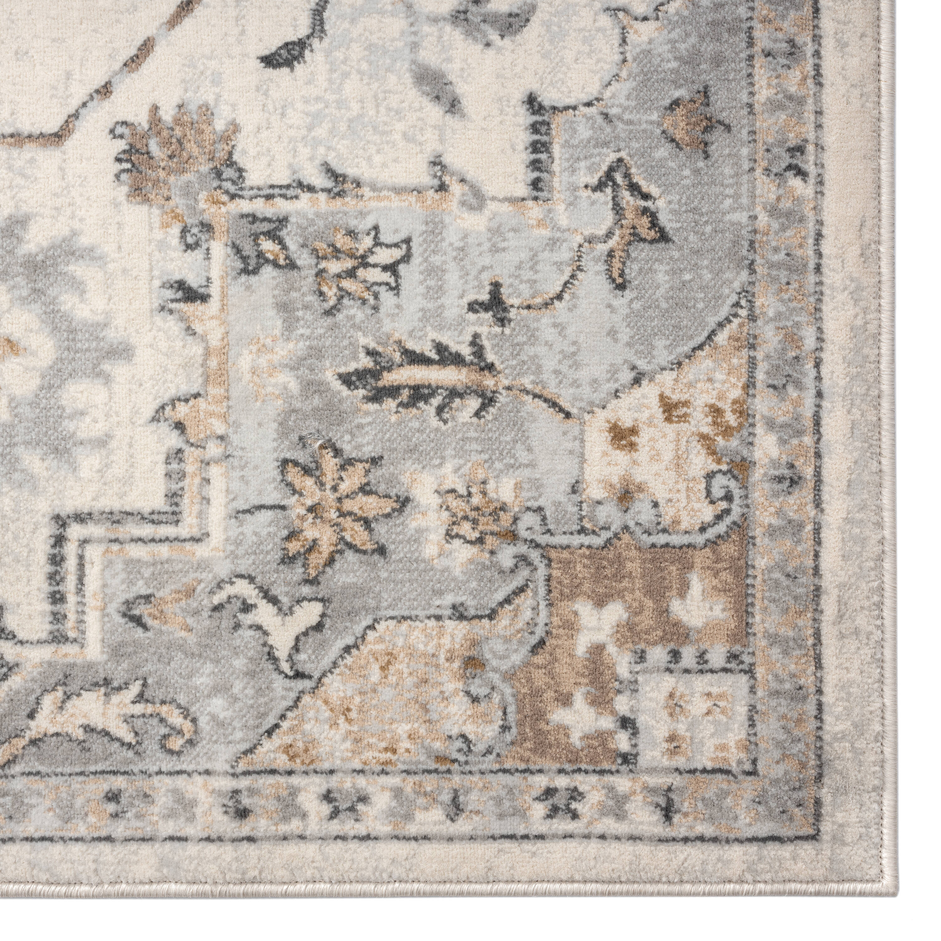 allen + roth with STAINMASTER Tess 8 X 10 (ft) Cream Indoor/Outdoor Medallion Area Rug