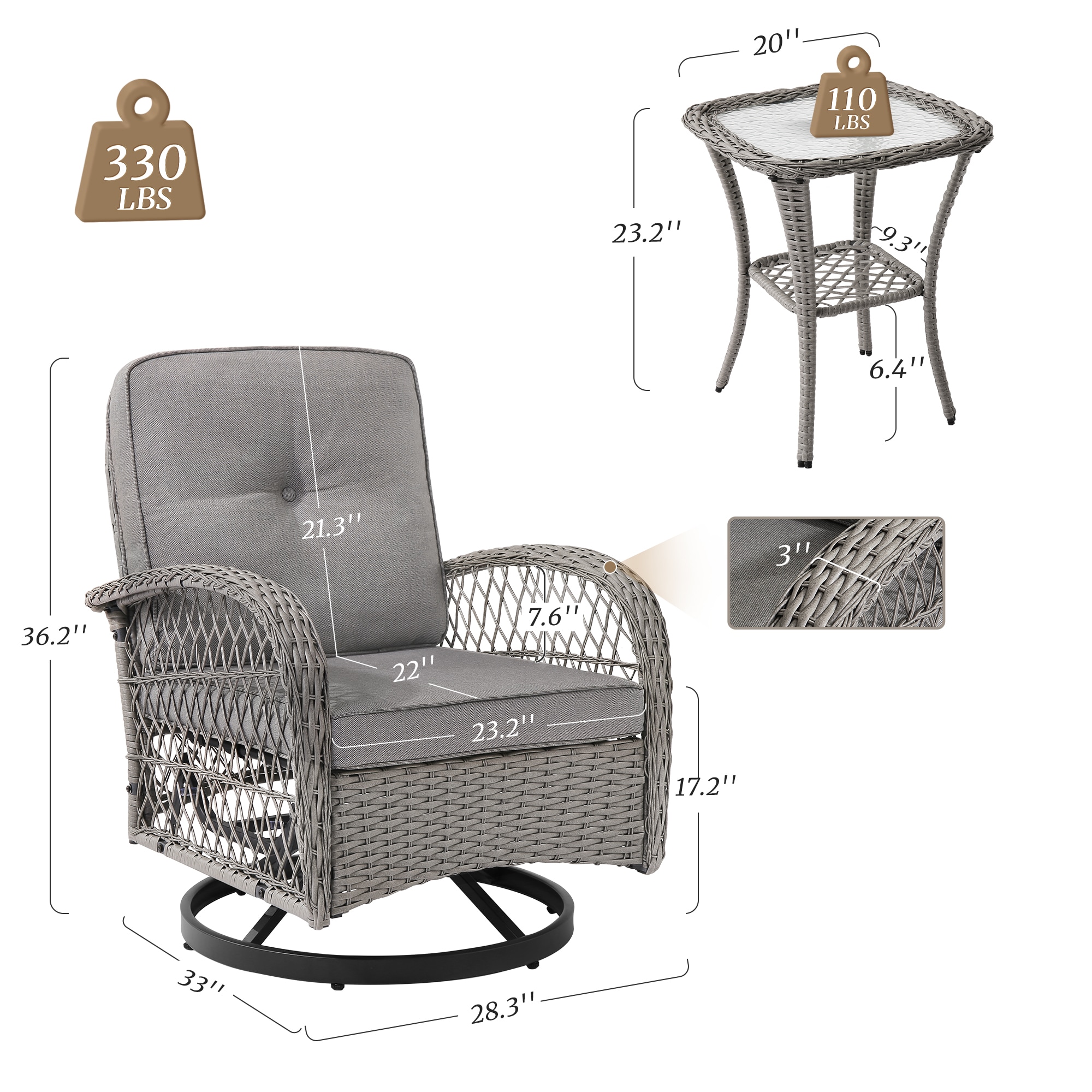 Yurevna JS-001-02LS Patio-Conversation-Sets - View #2