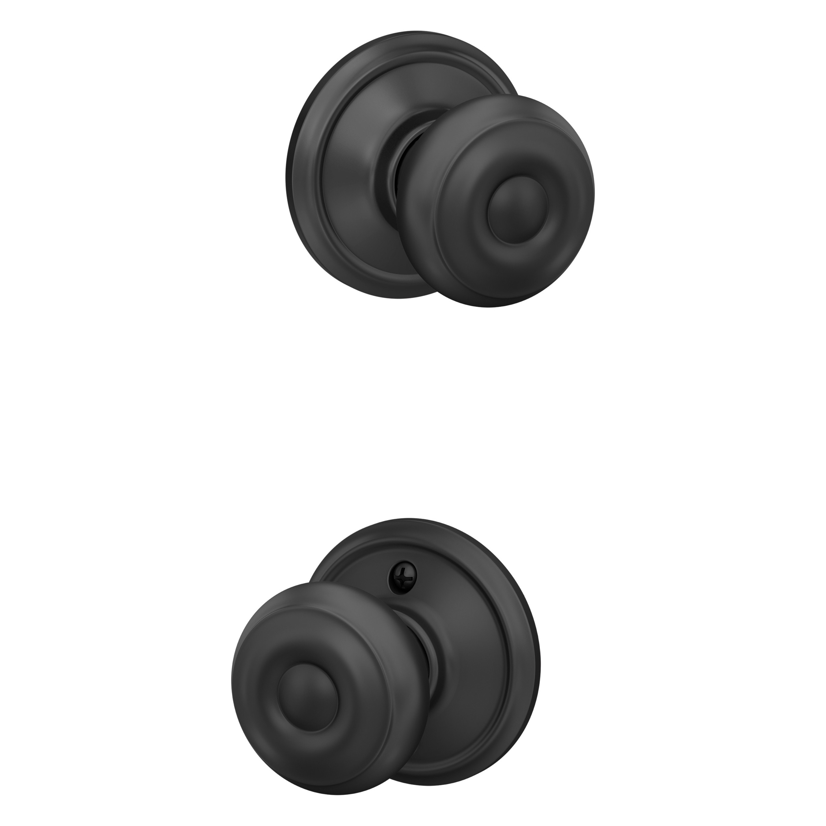 Schlage F10 GEO 622 F10 GEO Georgian Matte Black Interior Hall/Closet No deadbolt Passage door knob Single pack