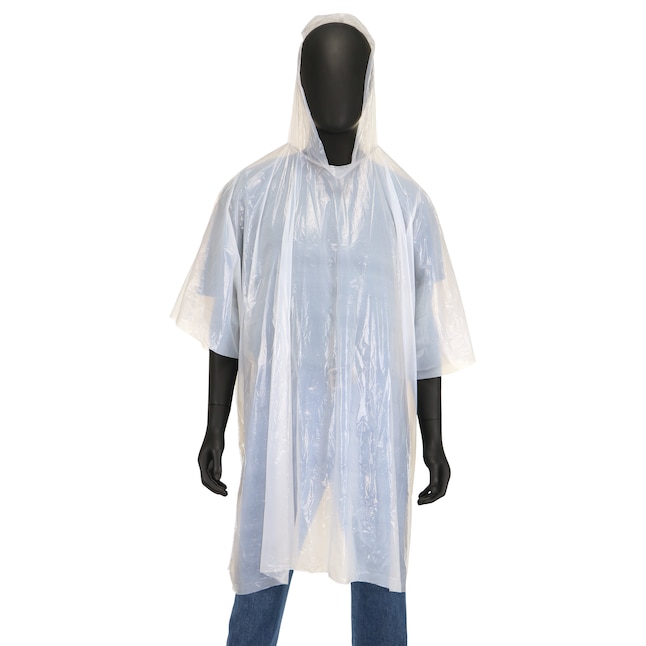 Safety Works Adult Unisex Clear Hooded Poncho (One Size Fits All) in ...