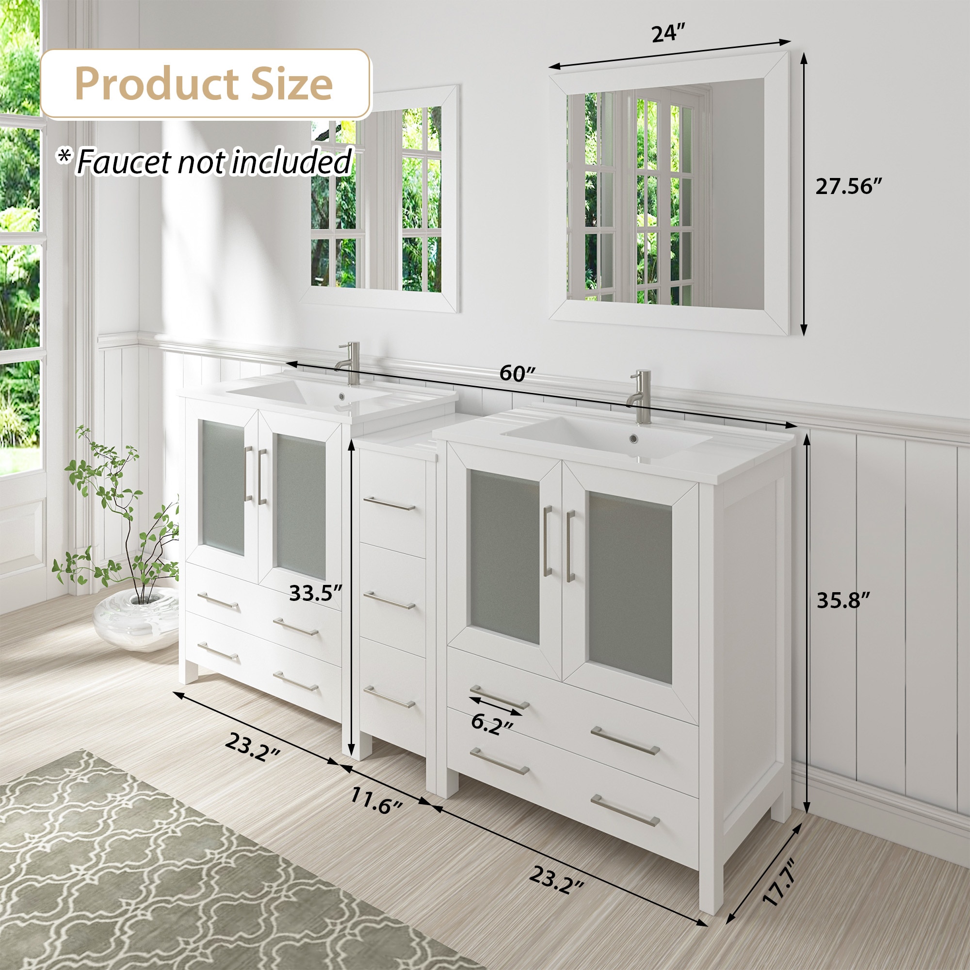 Vanity Art VA3024-60W Bath-Vanity-Combo - View #11