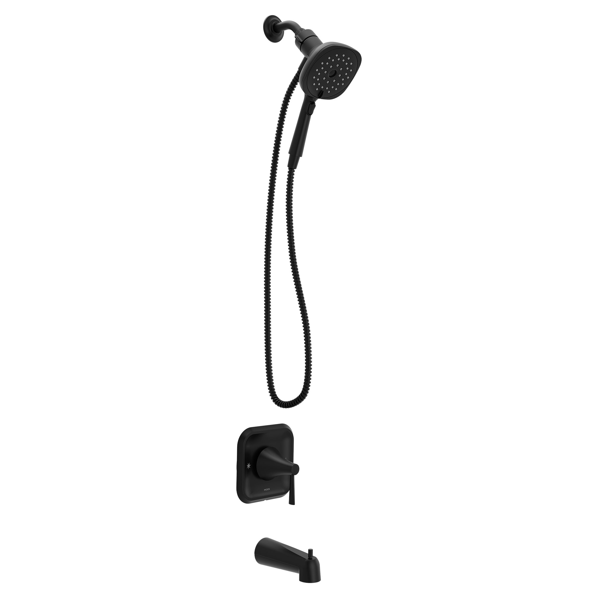 Moen 82022BL Ronan Matte Black 1-handle Handheld 4.31-in Square Bathtub and shower Faucet with Valve