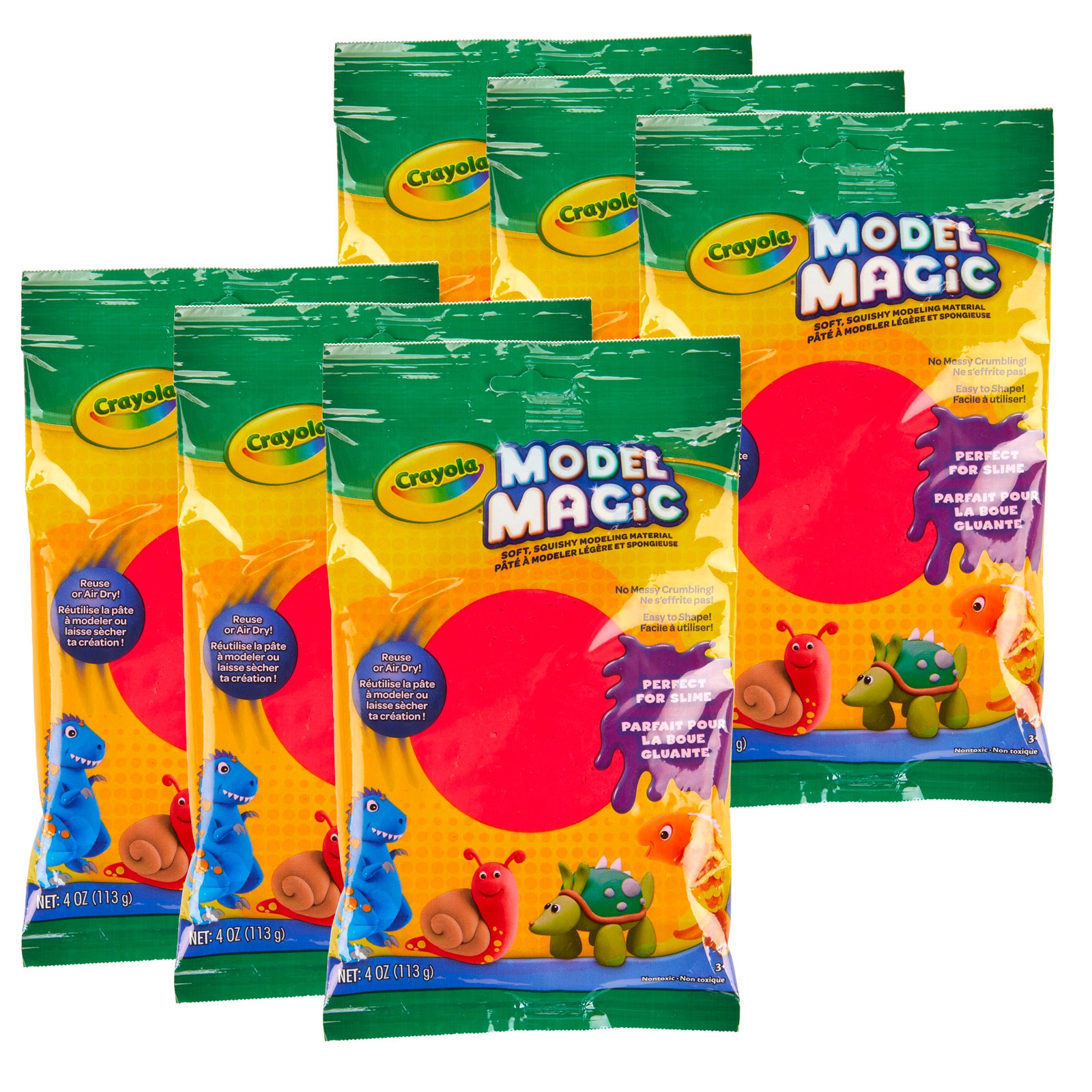 Crayola Model Magic Modeling Compound, Red, 4-oz Packs, 6 Packs at