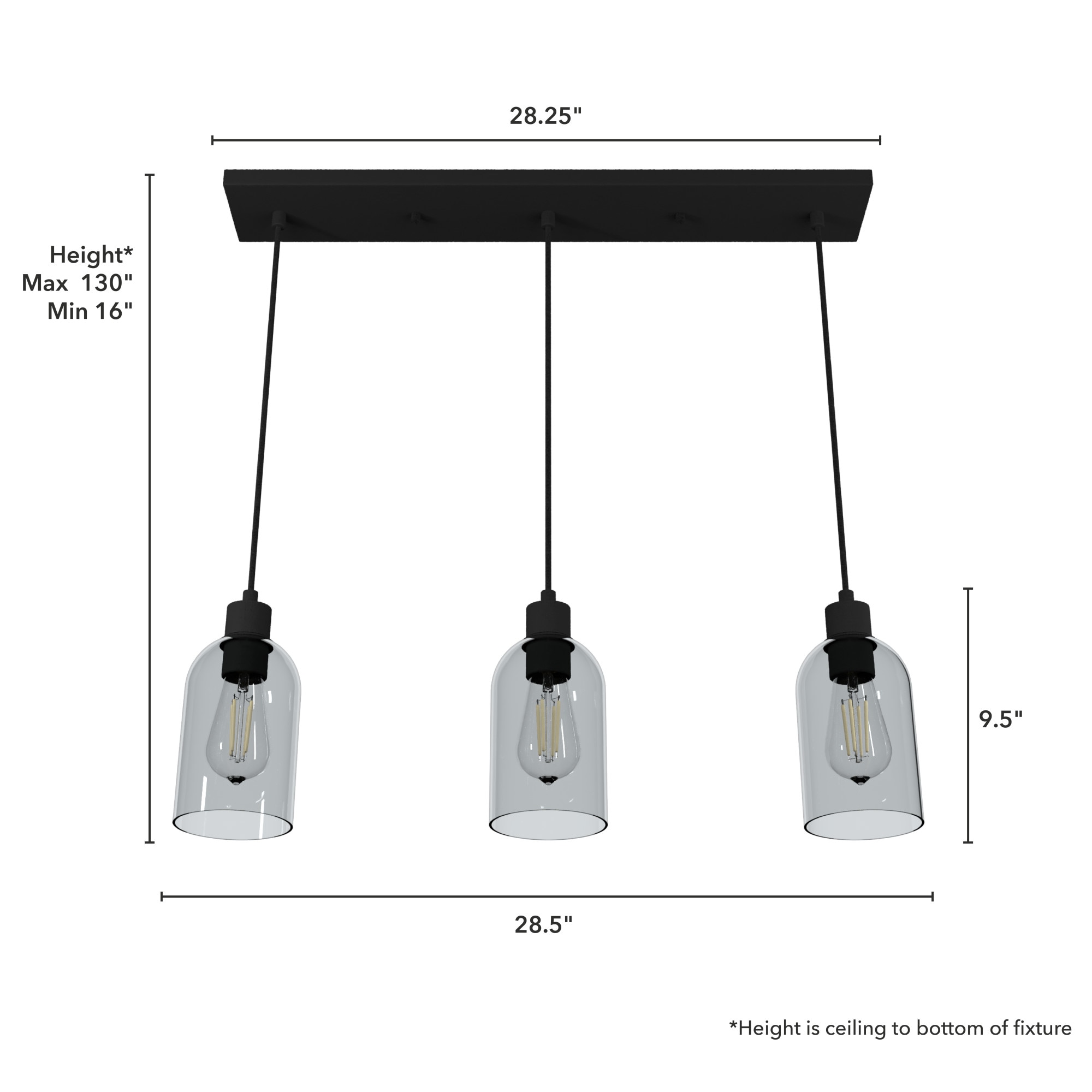 Lochemeade Natural Iron 3-Light Linear Pendant Cluster