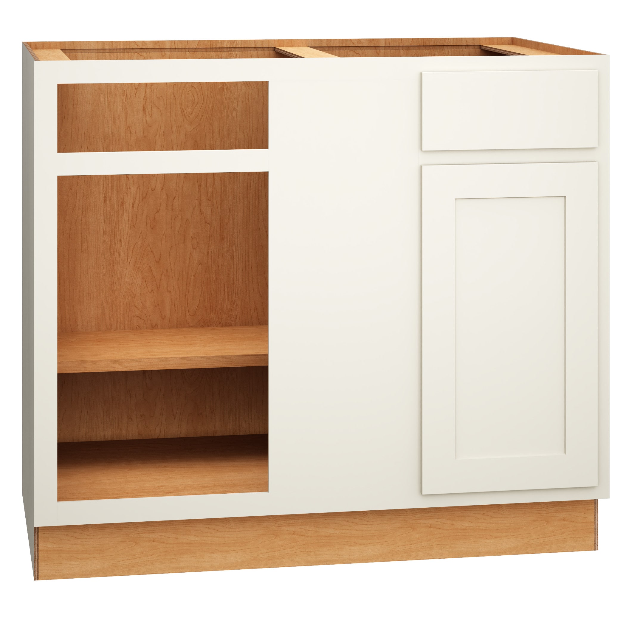 Diamond Express Jamestown 42-in W x 34.5-in H x 24-in D Regatta Blue Blind 1-Drawer Corner Base Fully Assembled Plywood Cabinet (Recessed Panel Square Style)