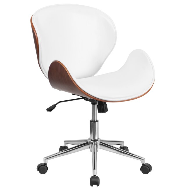 Flash Furniture White Leather Walnut, Modern Desk Chairs White