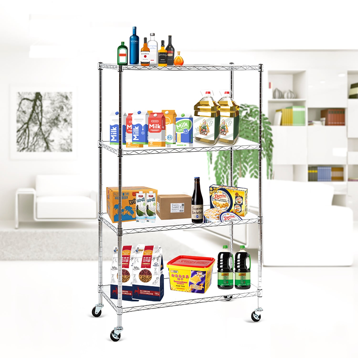 EFINE Steel Heavy Duty 4-Tier Utility Shelving Unit (30-in W X 14-in D ...