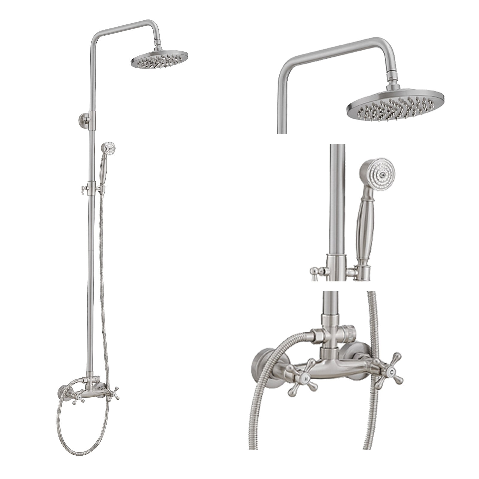 Matte Black Adjustable Height Dual Shower Head System