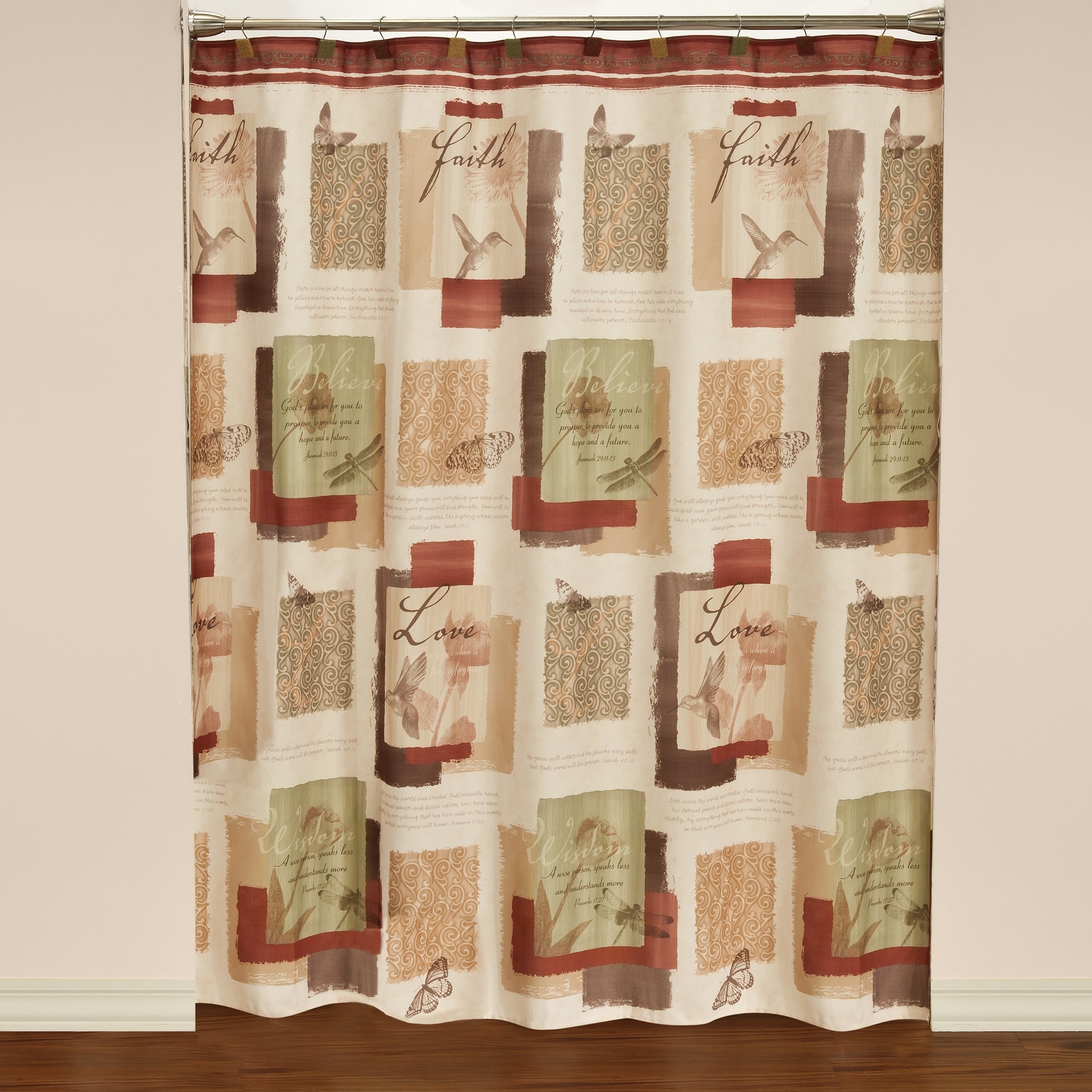 Saturday Knight Limited M0729500200001 Inspire 70-in W x 72-in L Multi Script Polyester Shower Curtain
