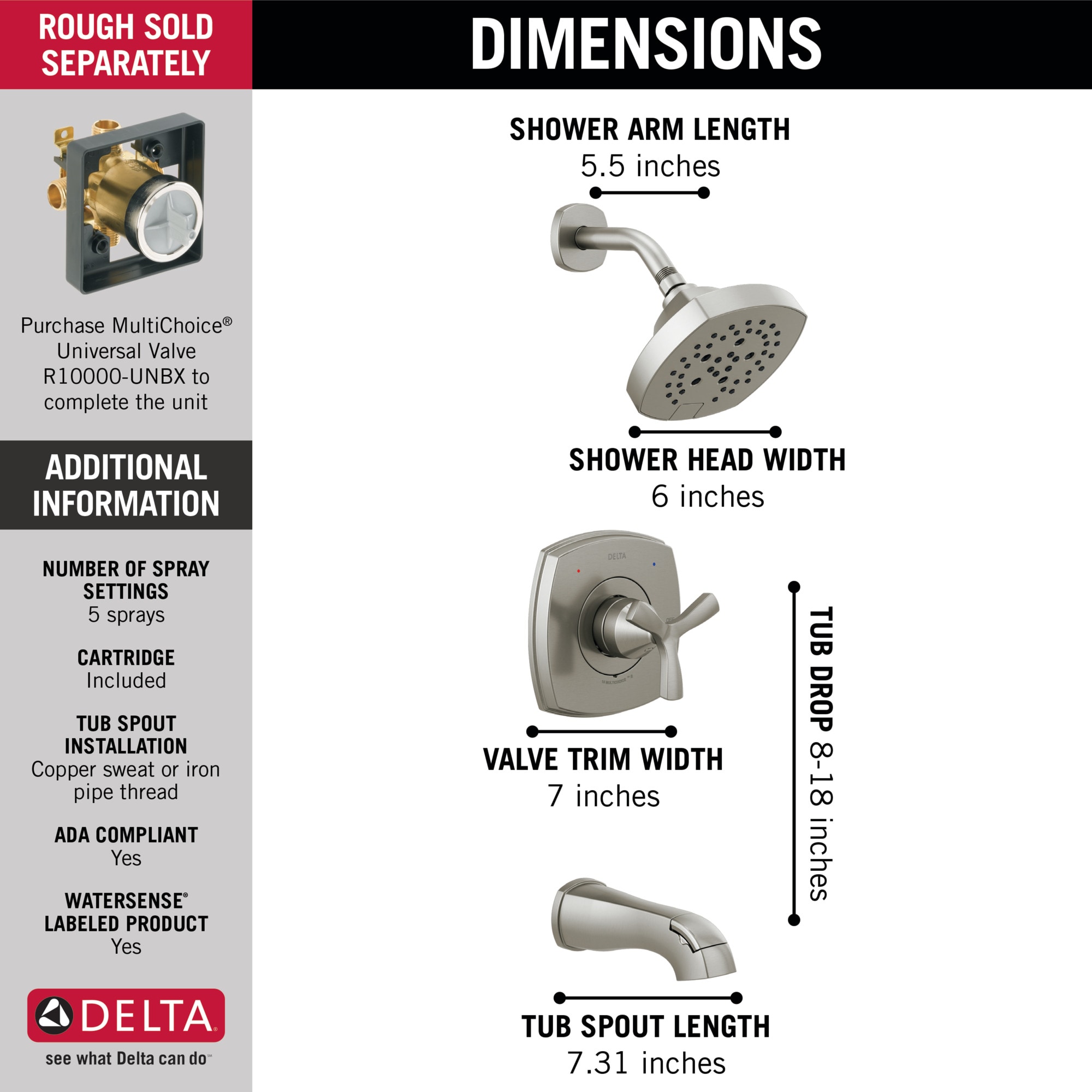 Delta T144766-SS-PR Tub-Shower-Faucets - View #4