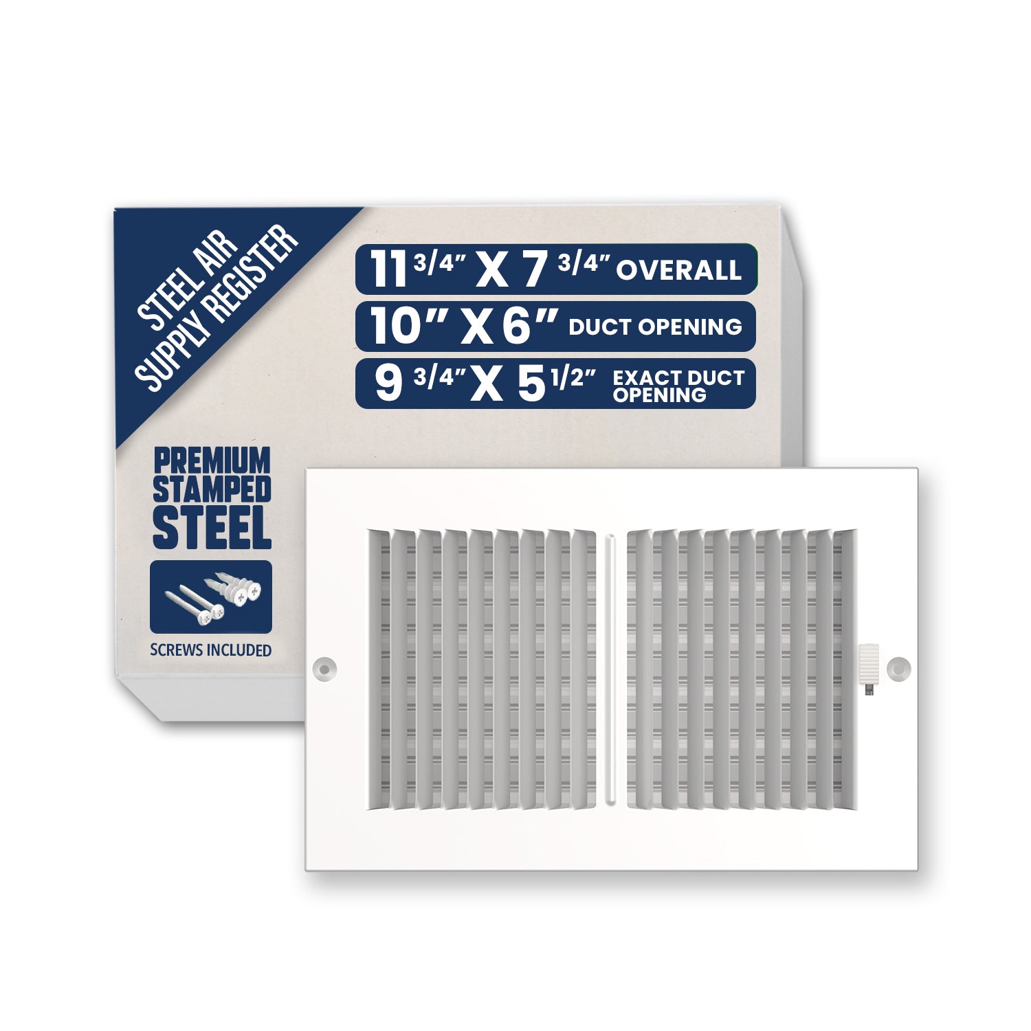 Bryce Hardware 10-in x 6-in 1-way Steel White Sidewall/Ceiling Register
