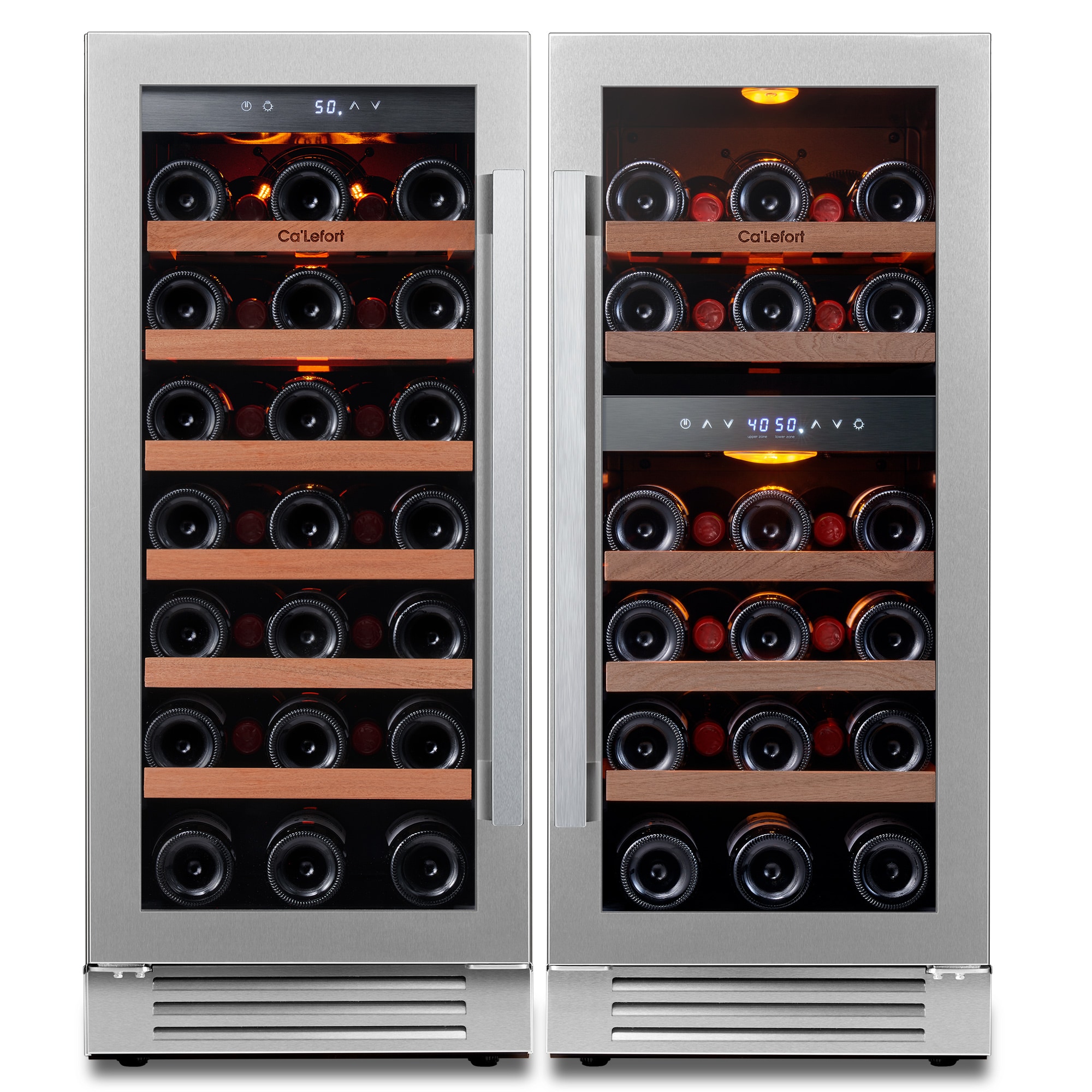 Ca'Lefort CLF-WS15WD15-LS 30-in W 61 -Bottles Stainless Steel Dual Zone Cooling Built-in/Freestanding Indoor Wine Cooler