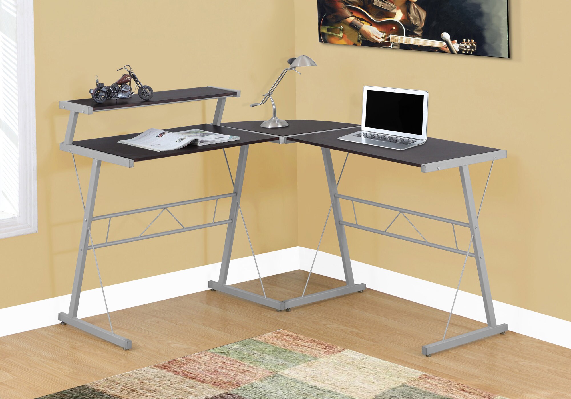 Monarch Specialties L-Shaped Computer Desk Brown