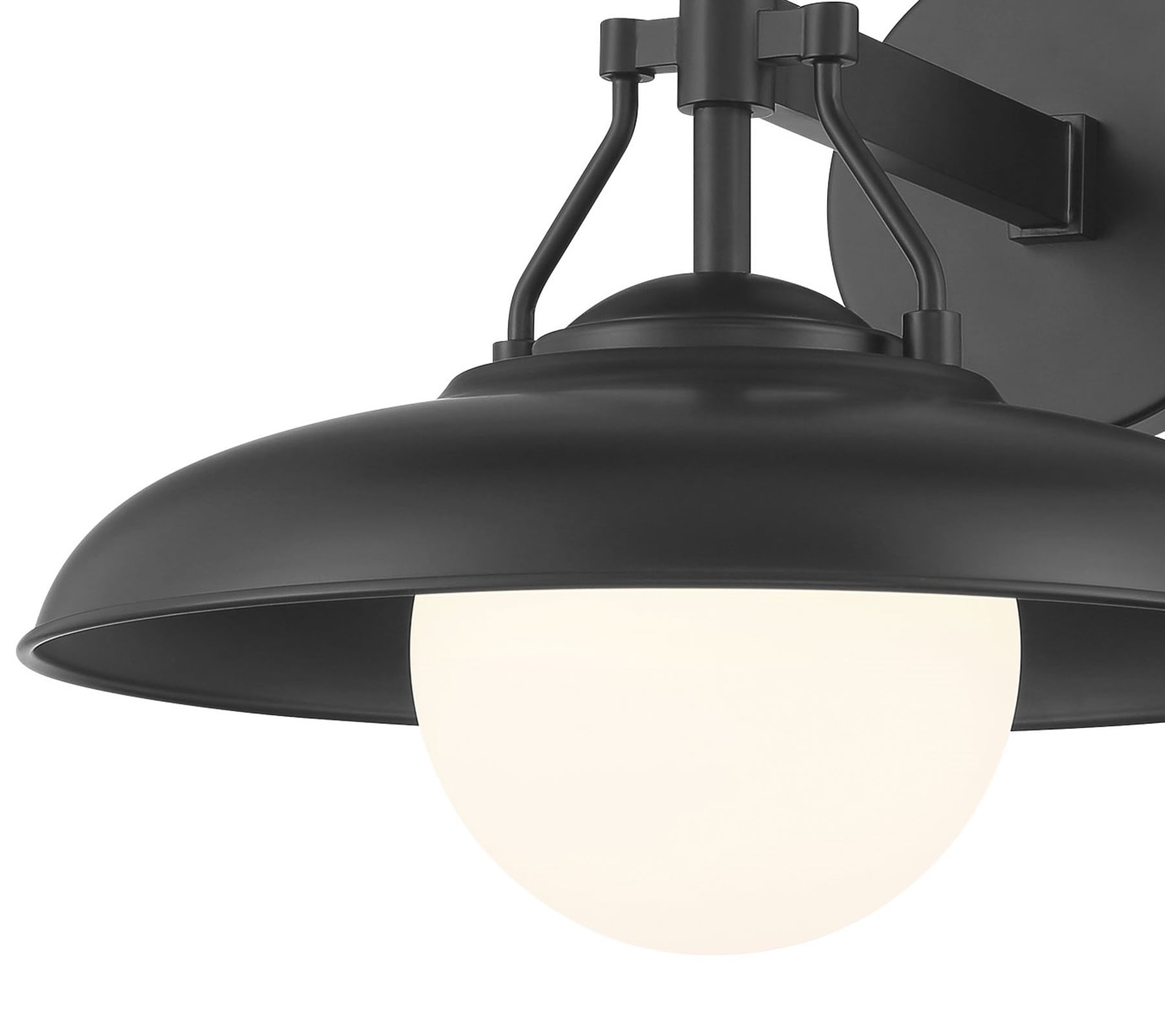 Coal Black Etched Opal Glass Outdoor Wall Sconce