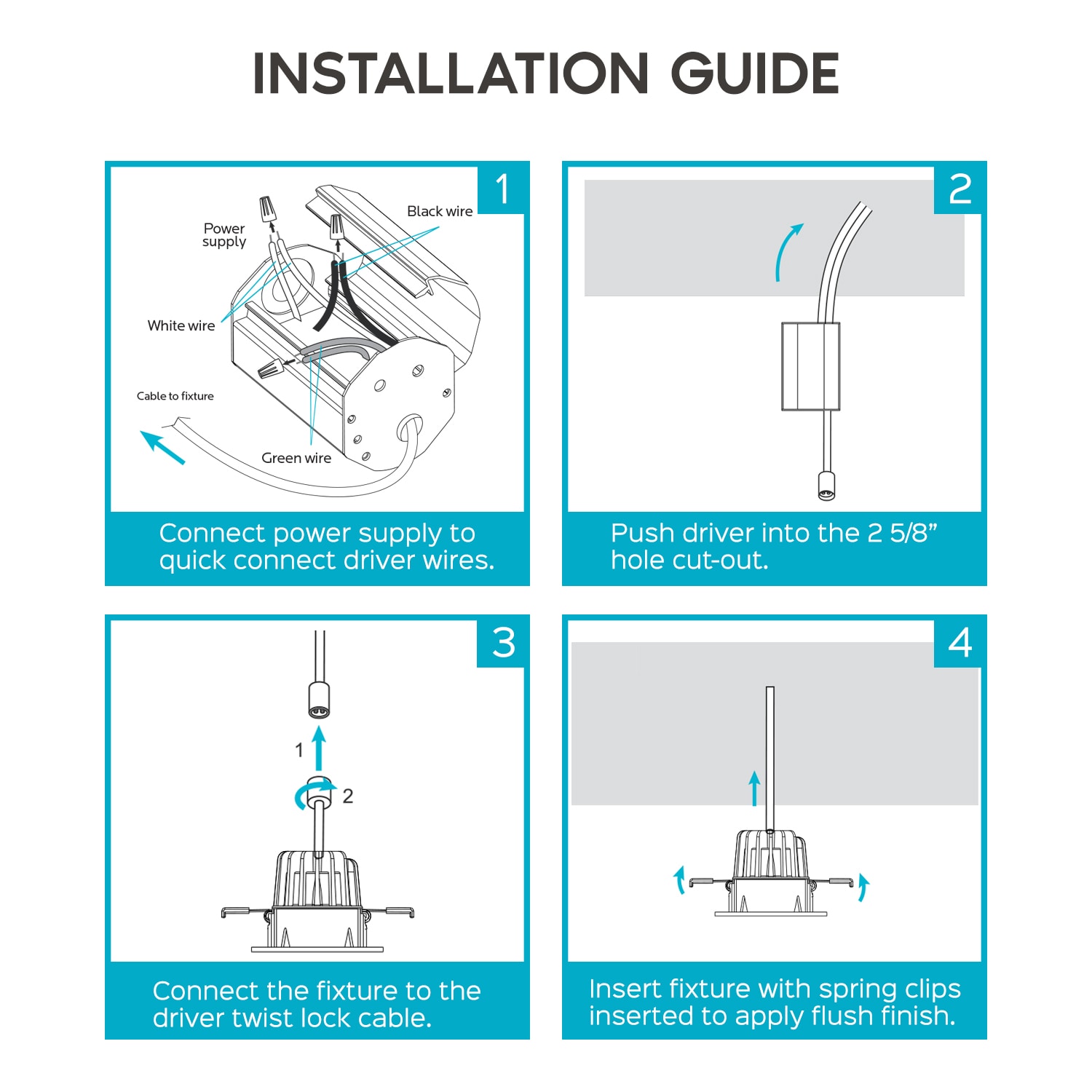 Bright White 2'' Dimmable LED Recessed Lighting Kit for Indoor/Outdoor