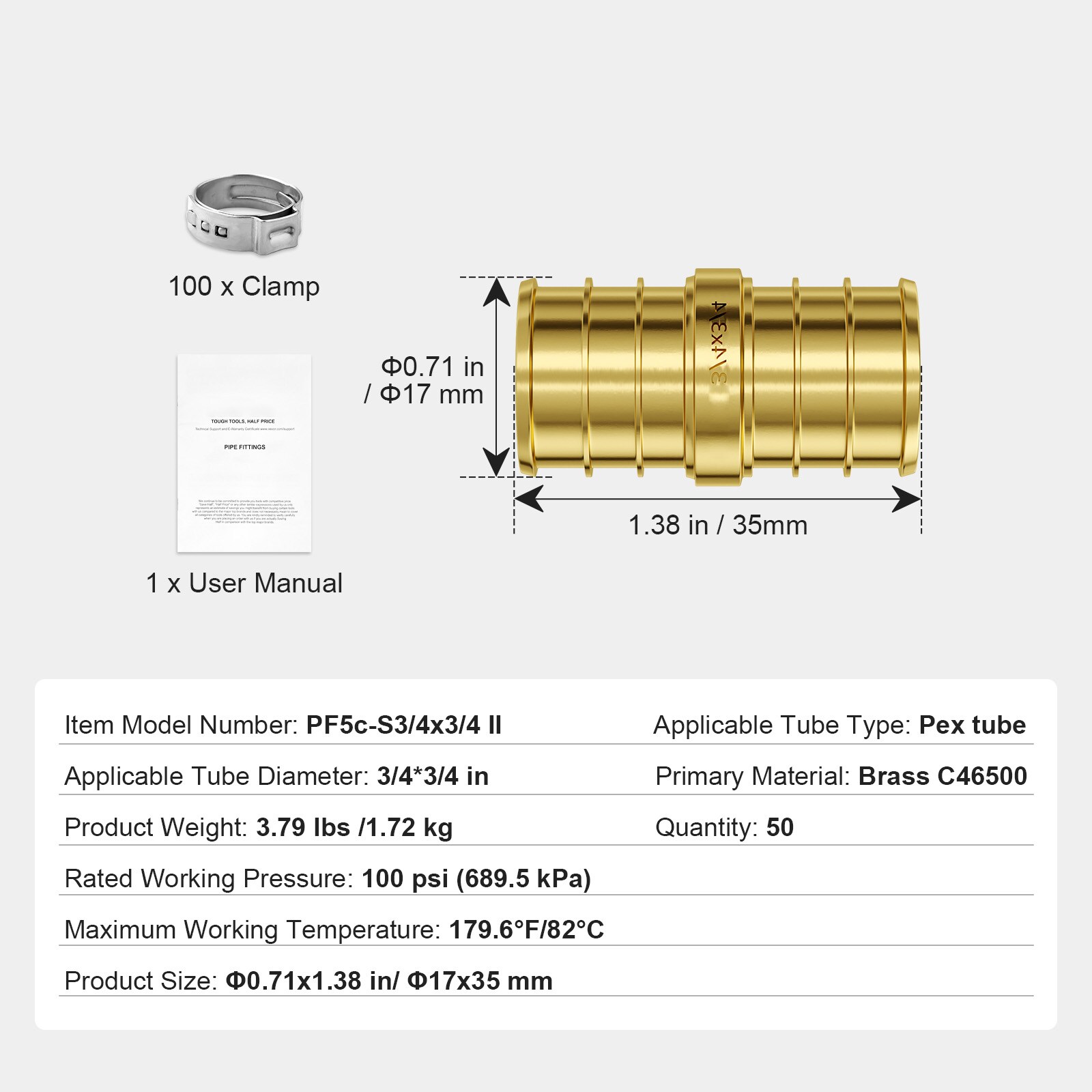 VEVOR SCKGSPEXGLJP13332V0 Pex-Crimp-Fittings - View #7