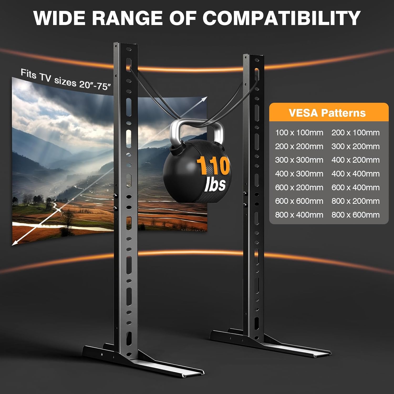 Etokfoks Universal Table Top TV Stand Mount for 20-75 Inch TVs ...