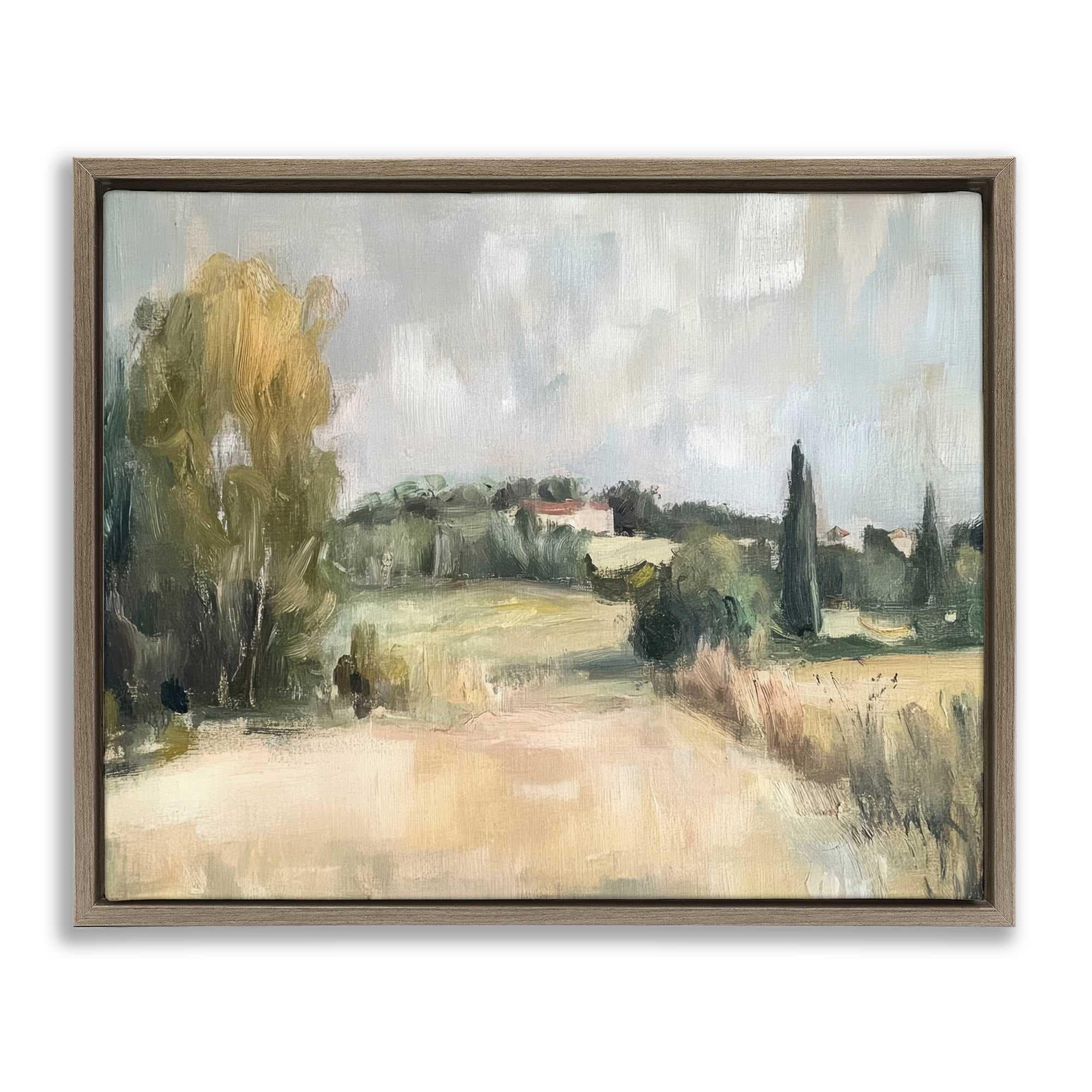 Stupell Industries BT-805-FFE-16X20 Hill Top House Landscape Brown Framed Floater Canvas Wall Art By Petal Prints Design 21 x 17