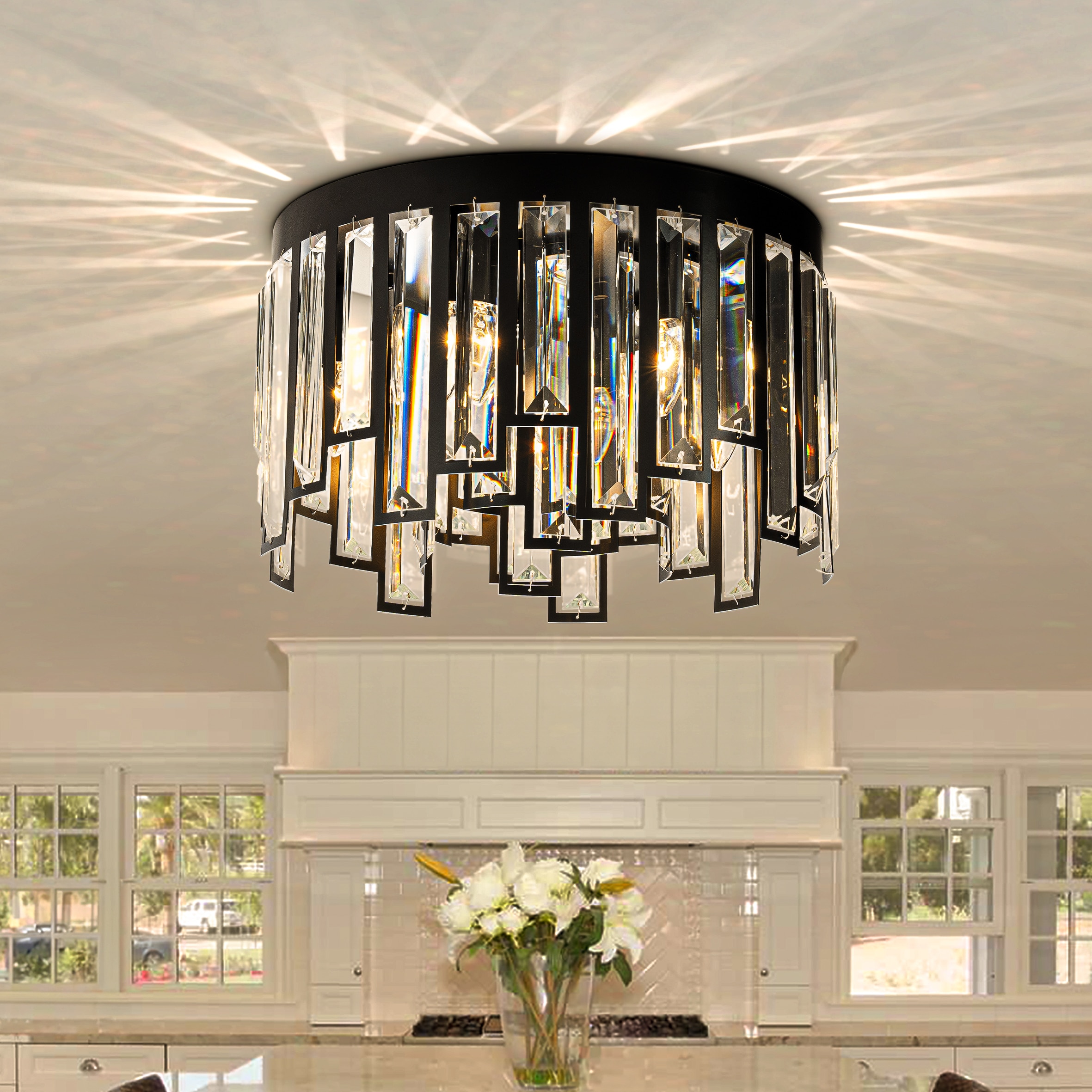 AloaDecor Lighting LC7234C40MB10A 3 -Light 15.7-in Matte Black Flush Mount Light