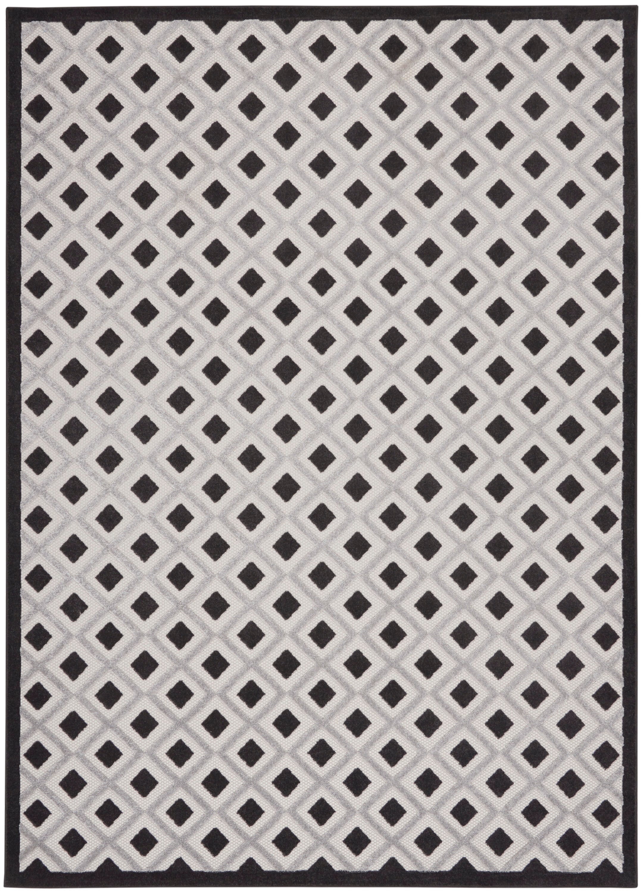 Nourison 99446829917 Aloha 12 x 15 (ft) Loomed Polypropylene Black White Rectangular Indoor/Outdoor Geometric Area rug