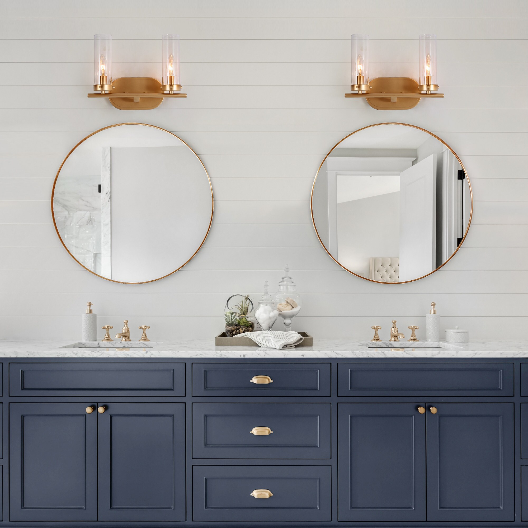 LNC Ellan 12.5-in 2-Light Matte Gold LED Modern/Contemporary Vanity ...