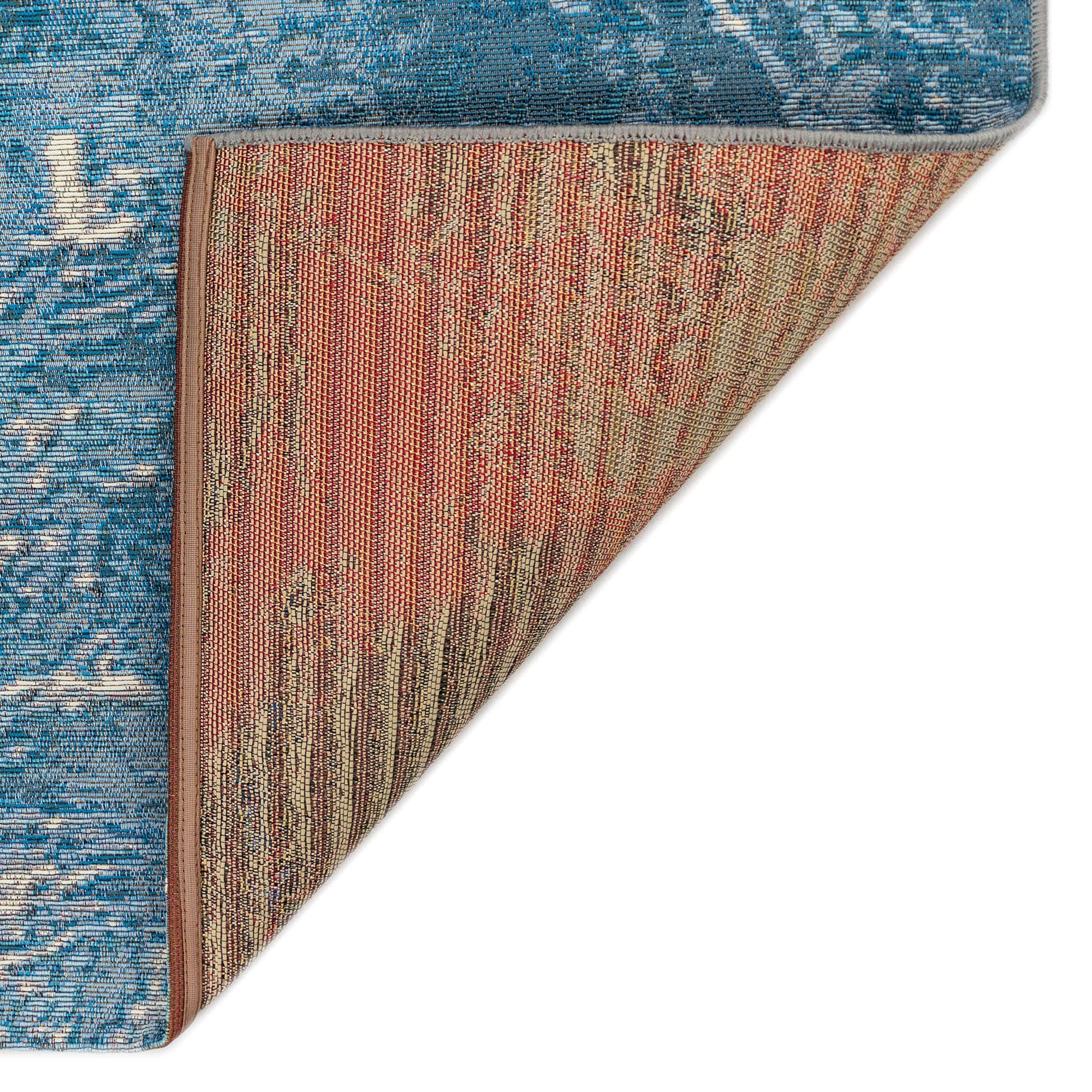 Gray and Blue Abstract Synthetic Rectangular Rug