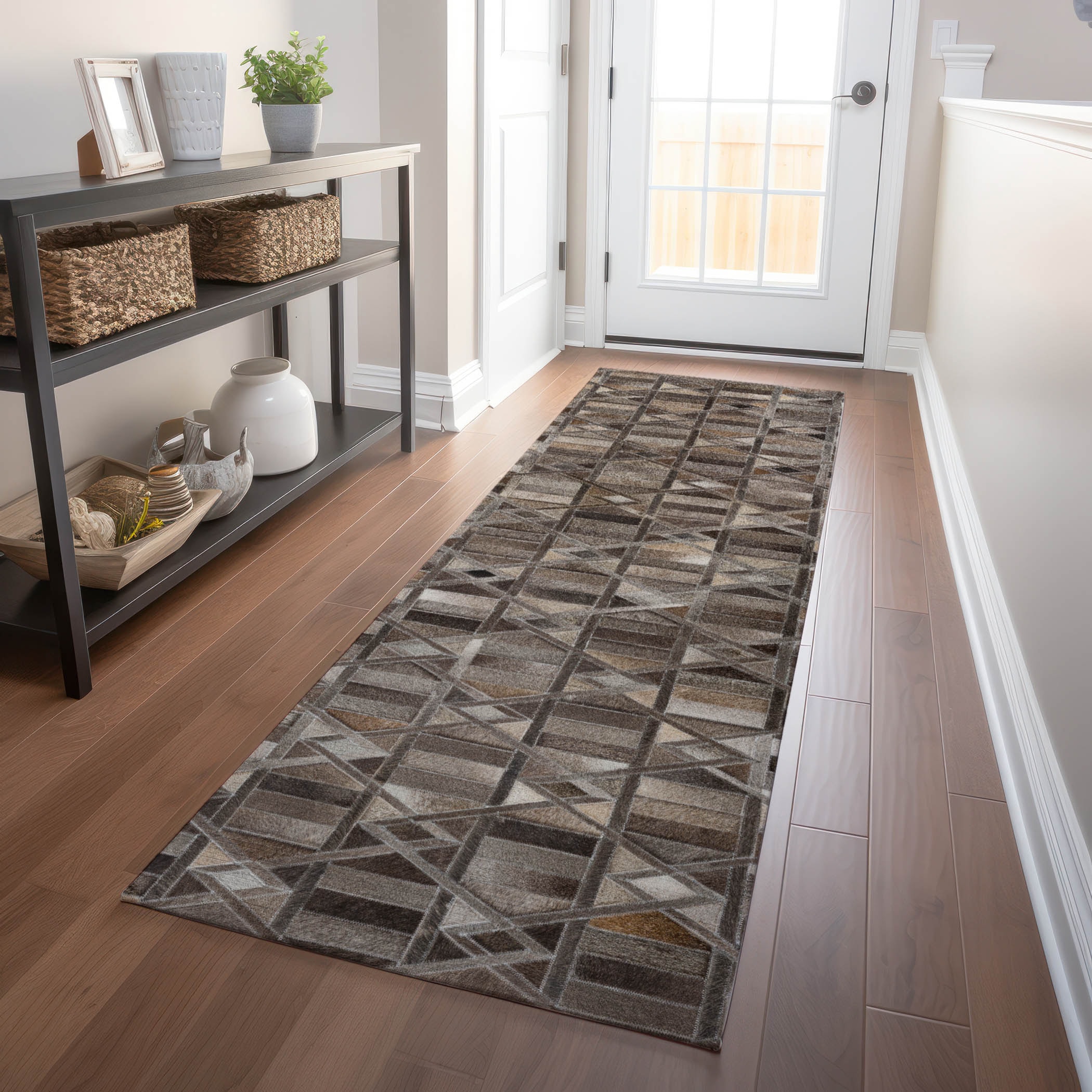 Addison Rugs AMF99GY2X8 Mayfield AMF99GY 2 x 7 (ft) Loomed Polyester Gray Rectangular Indoor Abstract Machine washable Runner rug
