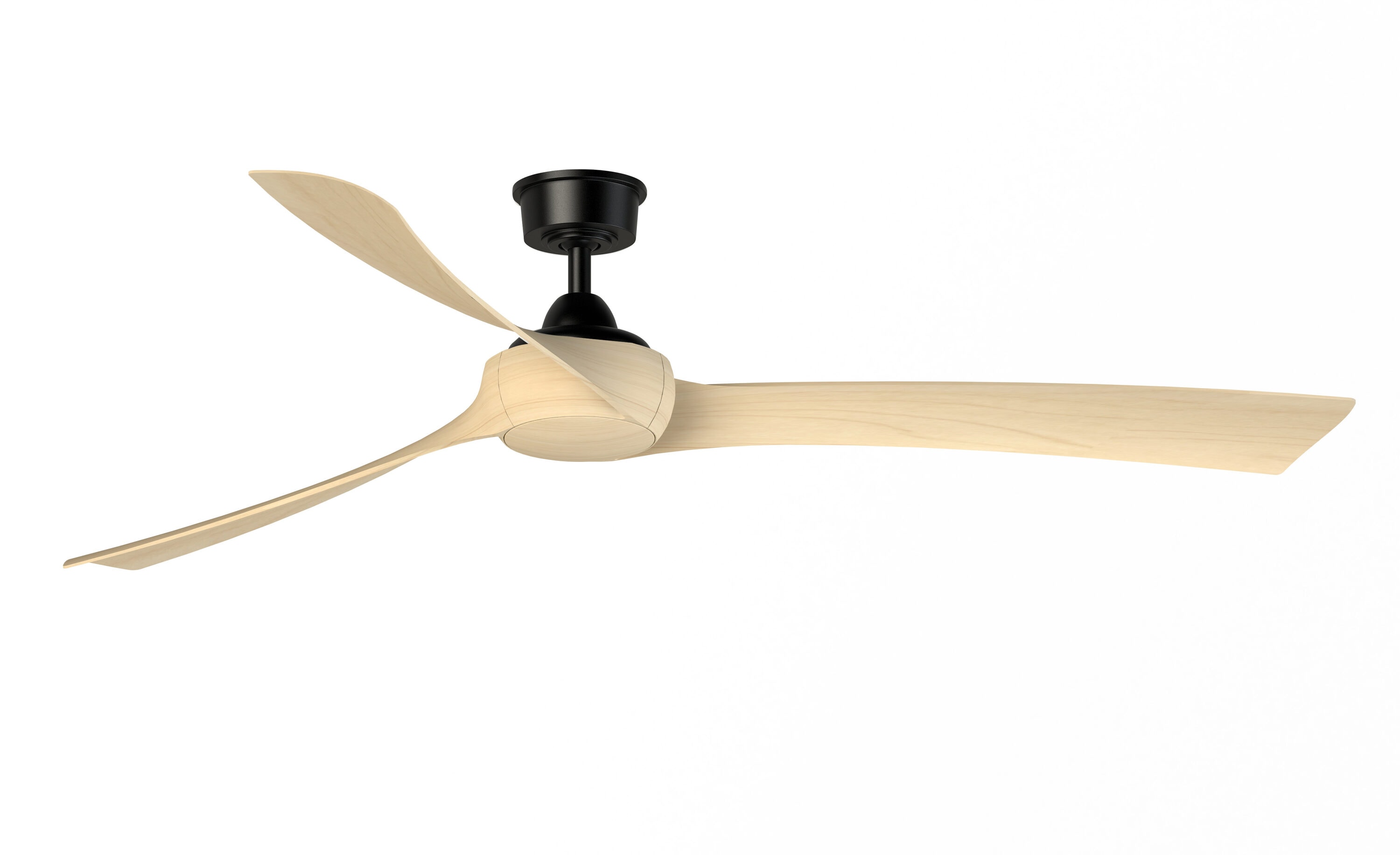 Fanimation FPD8531BL-72N Wrap Custom 72-in Outdoor Smart Black with Natural Blades Ceiling Fan Light Kit Compatible - Remote Included ( 3 -Blade )