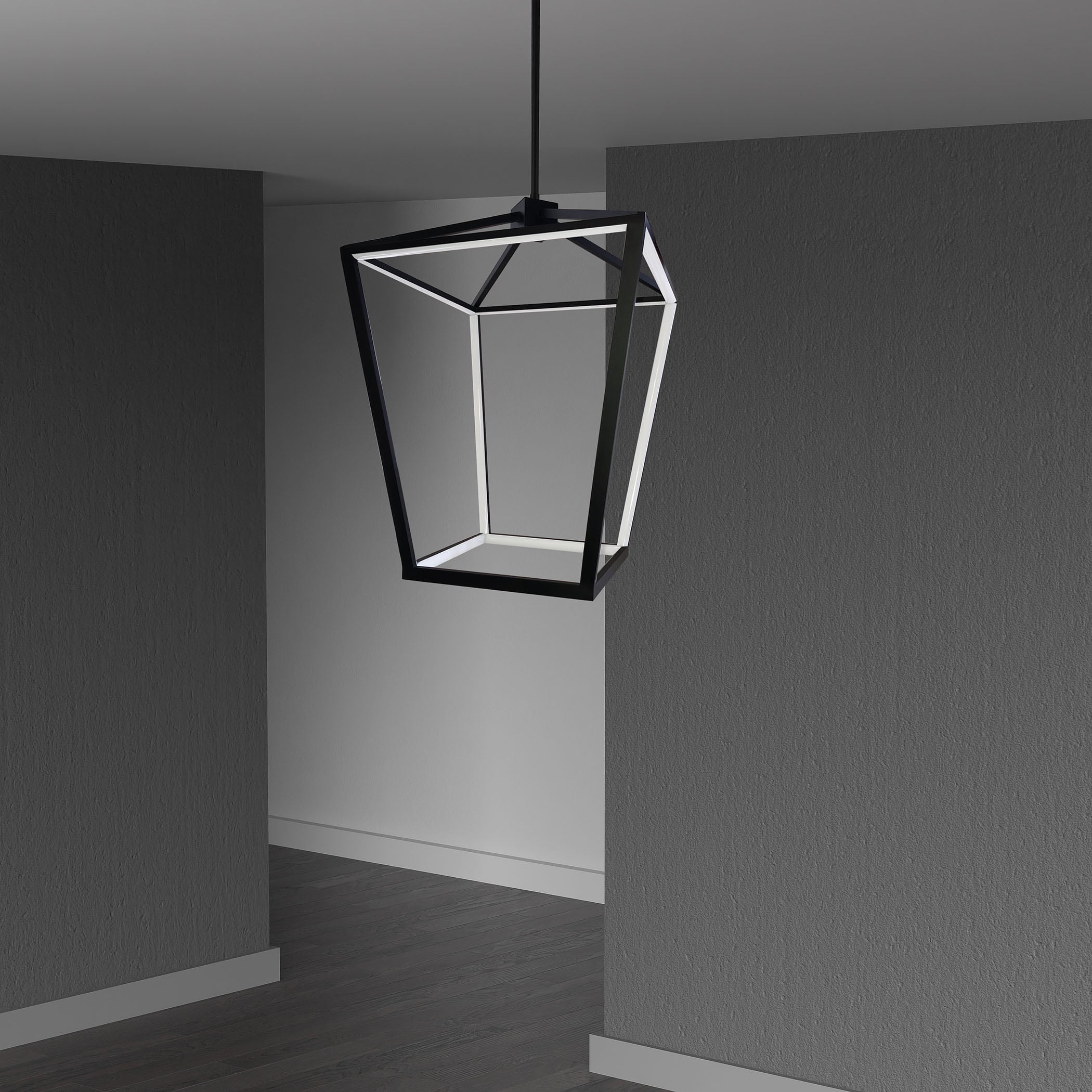 Aged Brass Matte Black 13" LED Drum Chandelier with White Diffuser