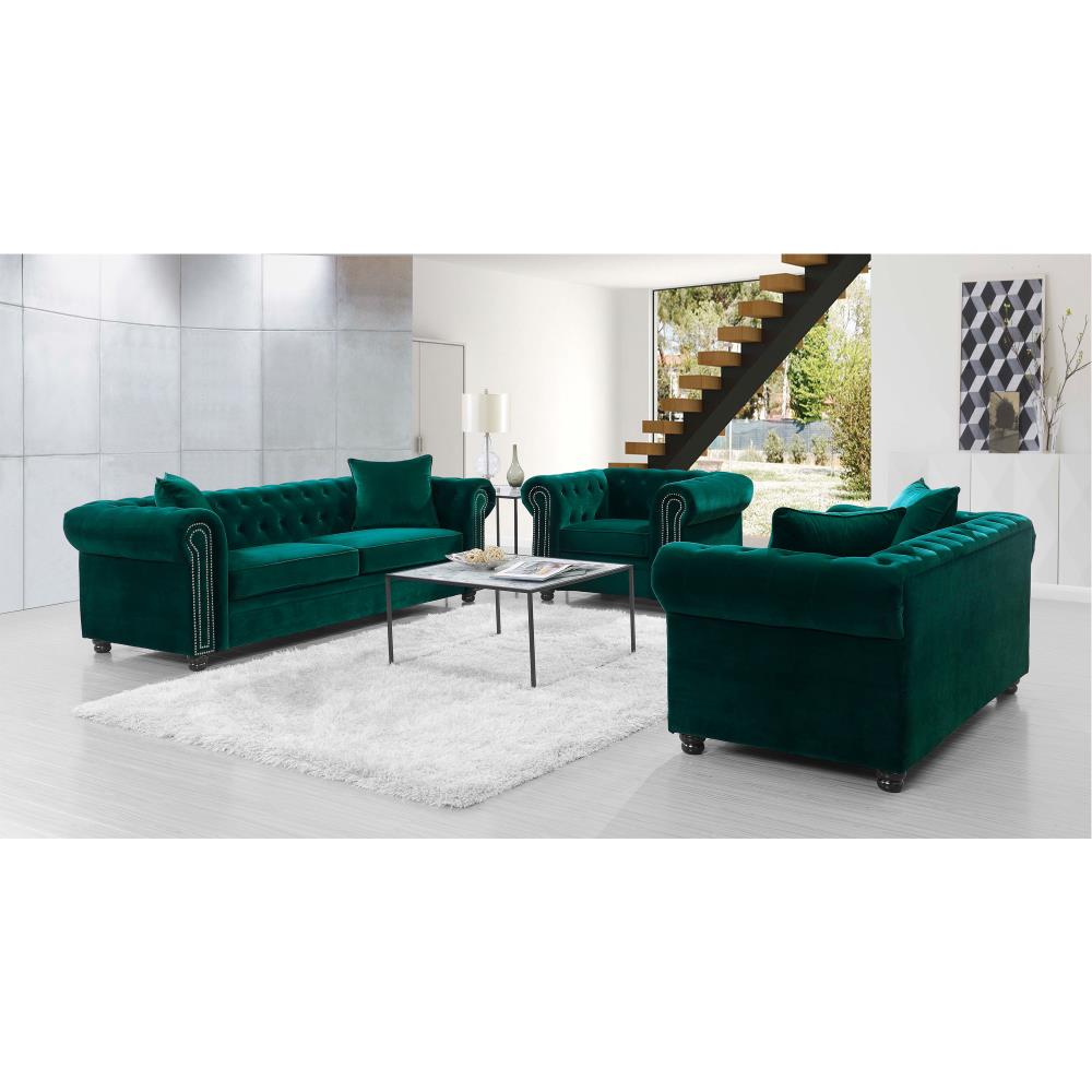 Picket House Furnishings UGW2943PC Gramercy Modern Polyester/Polyester Blend Emerald Living Room Set