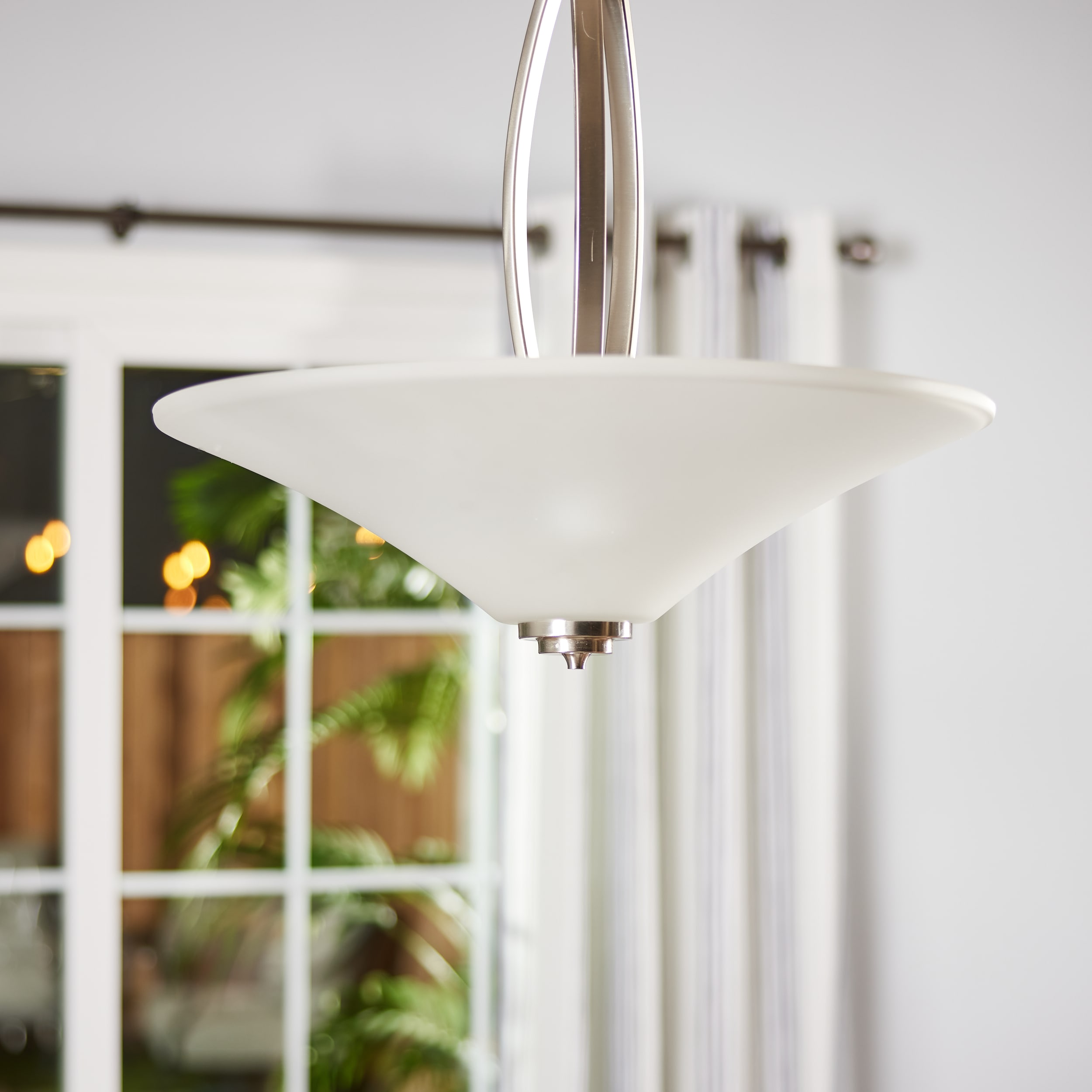 Transitional Metcalf 3-Light Indoor Pendant in Brushed Nickel with Satin Etched Glass