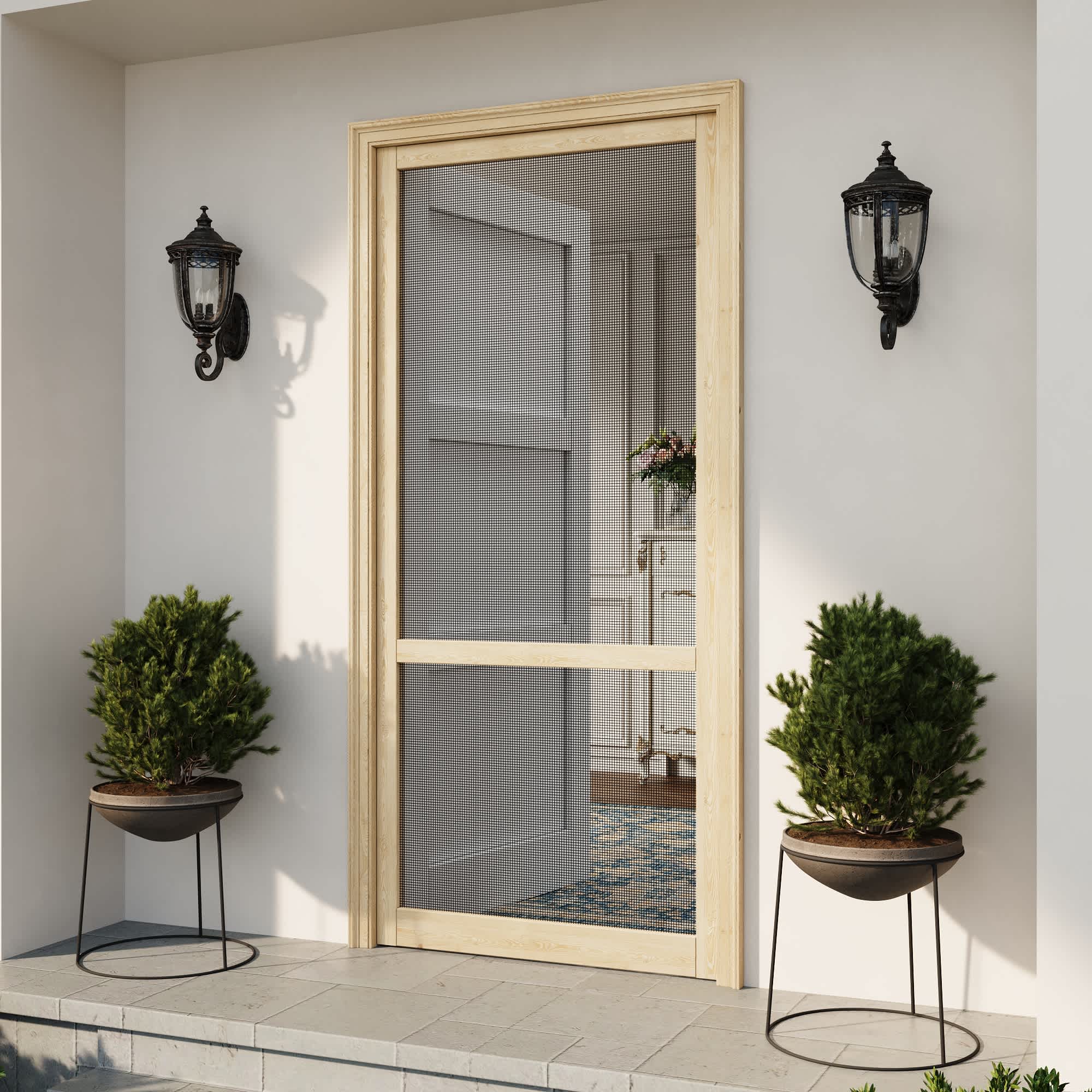 Ark Design 2 Lite Single Unfinished Pine Wood and Screen Door Slab 36-in x 80-in