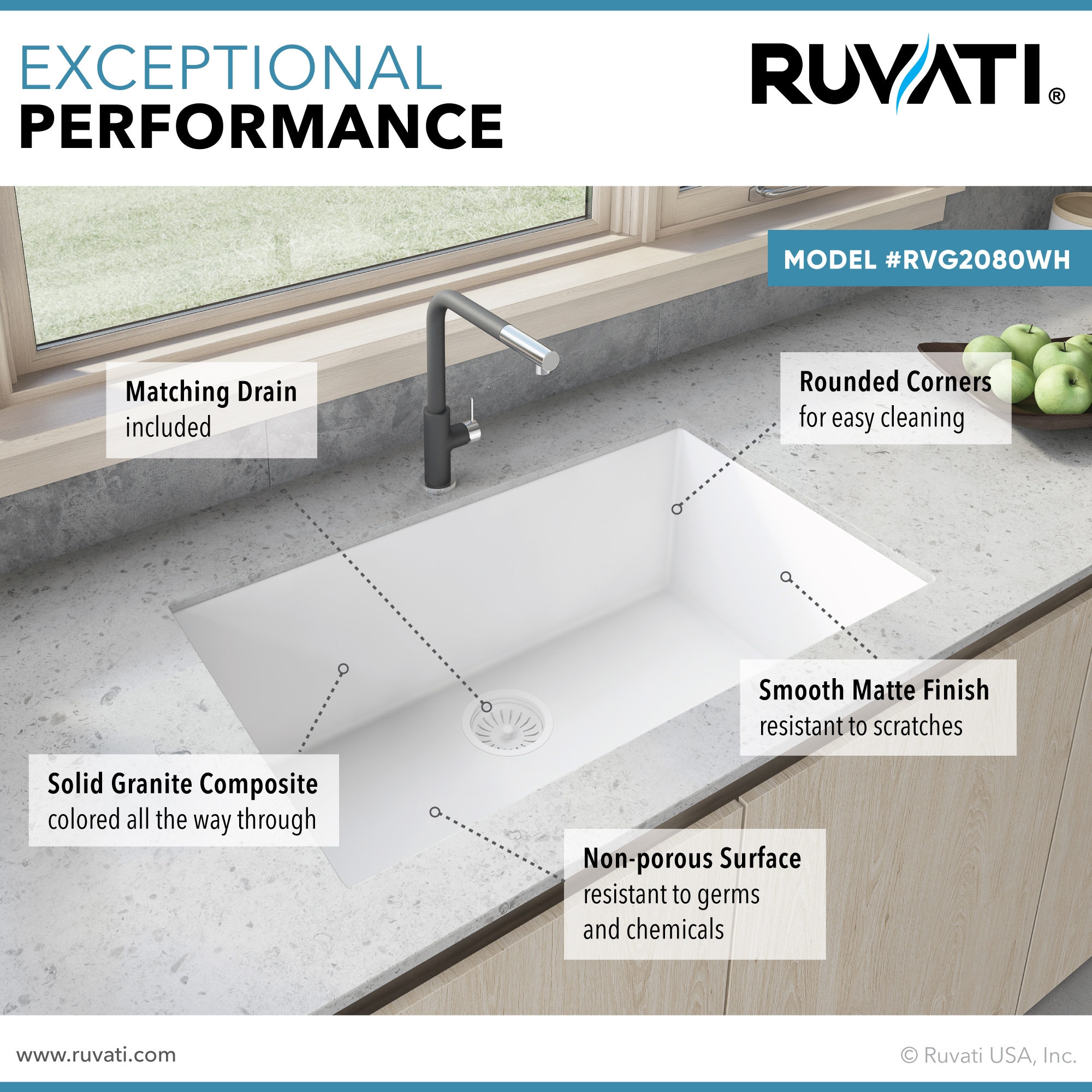 Ruvati RVG2080WH Kitchen-Sinks - View #7
