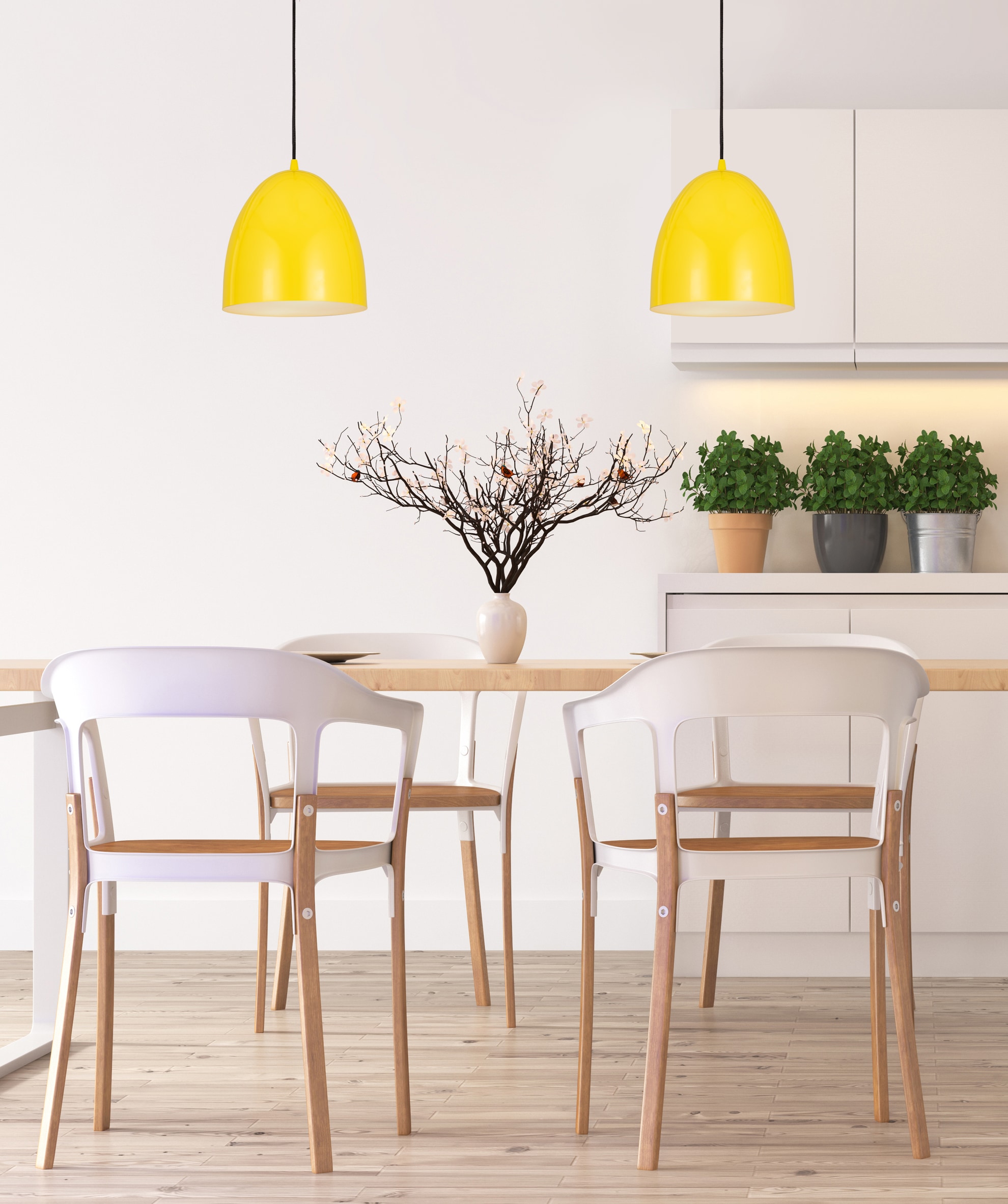 Farmhouse Chic Yellow Dome LED Pendant Light, Indoor/Outdoor