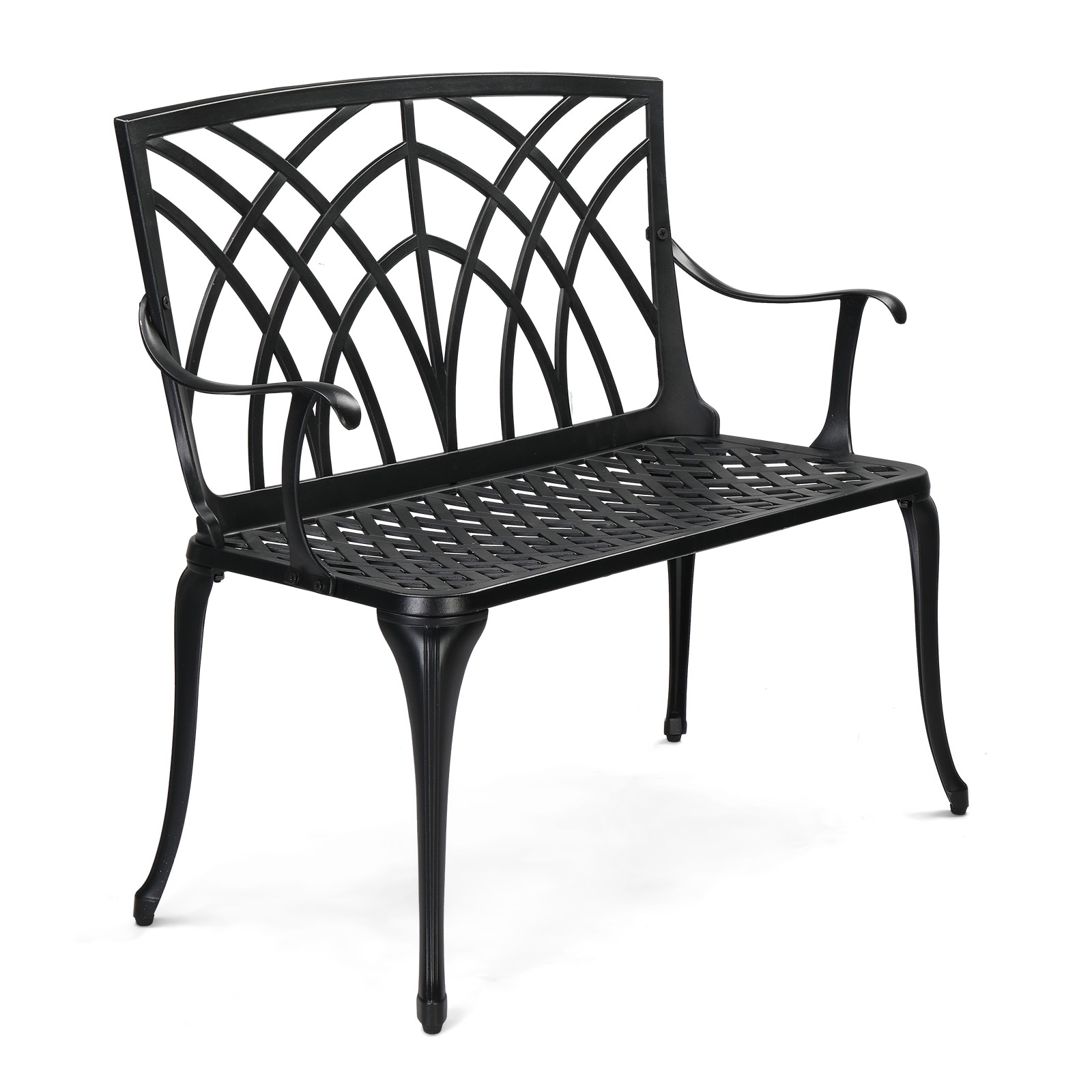 VINGLI - 38-in W Aluminum Garden Bench with Orchid Patten/Anti-Slip Entryway Bench 1-2 Person Sea...