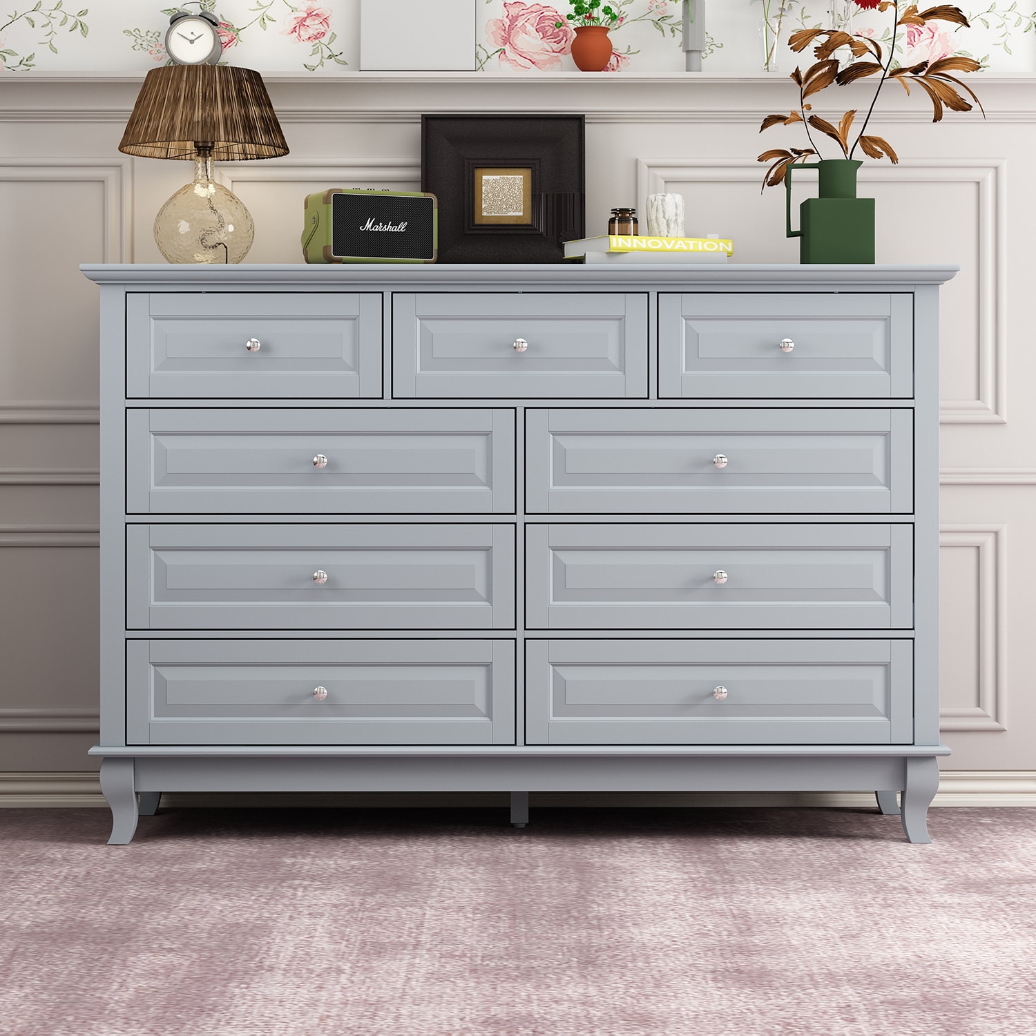 FUFU&GAGA CX0075-03 Gray 9 -Drawer Standard dresser