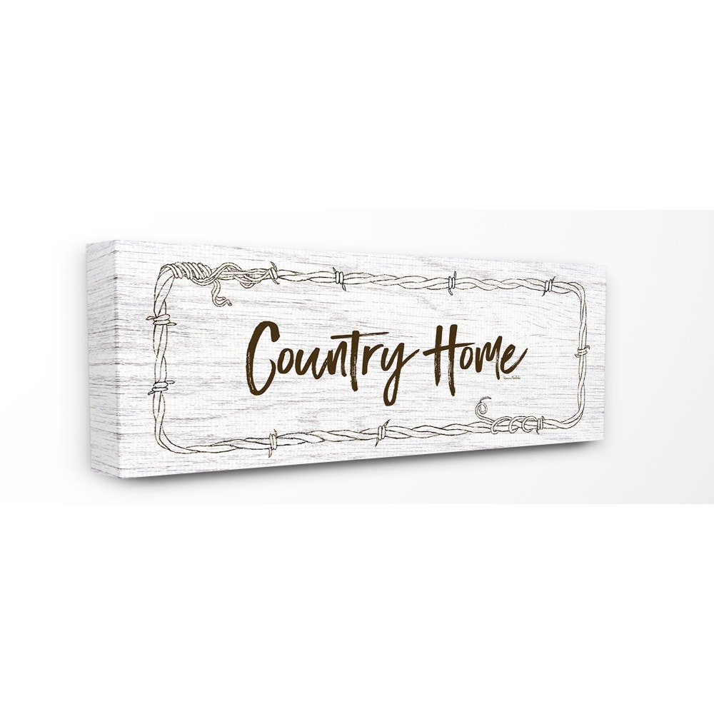 Stupell Industries RWP-182-CN-10X24 Rustic Black and White Wood Look Country Home Sign Ramona Murdock 24-in H x 10-in W Abstract Print on Canvas