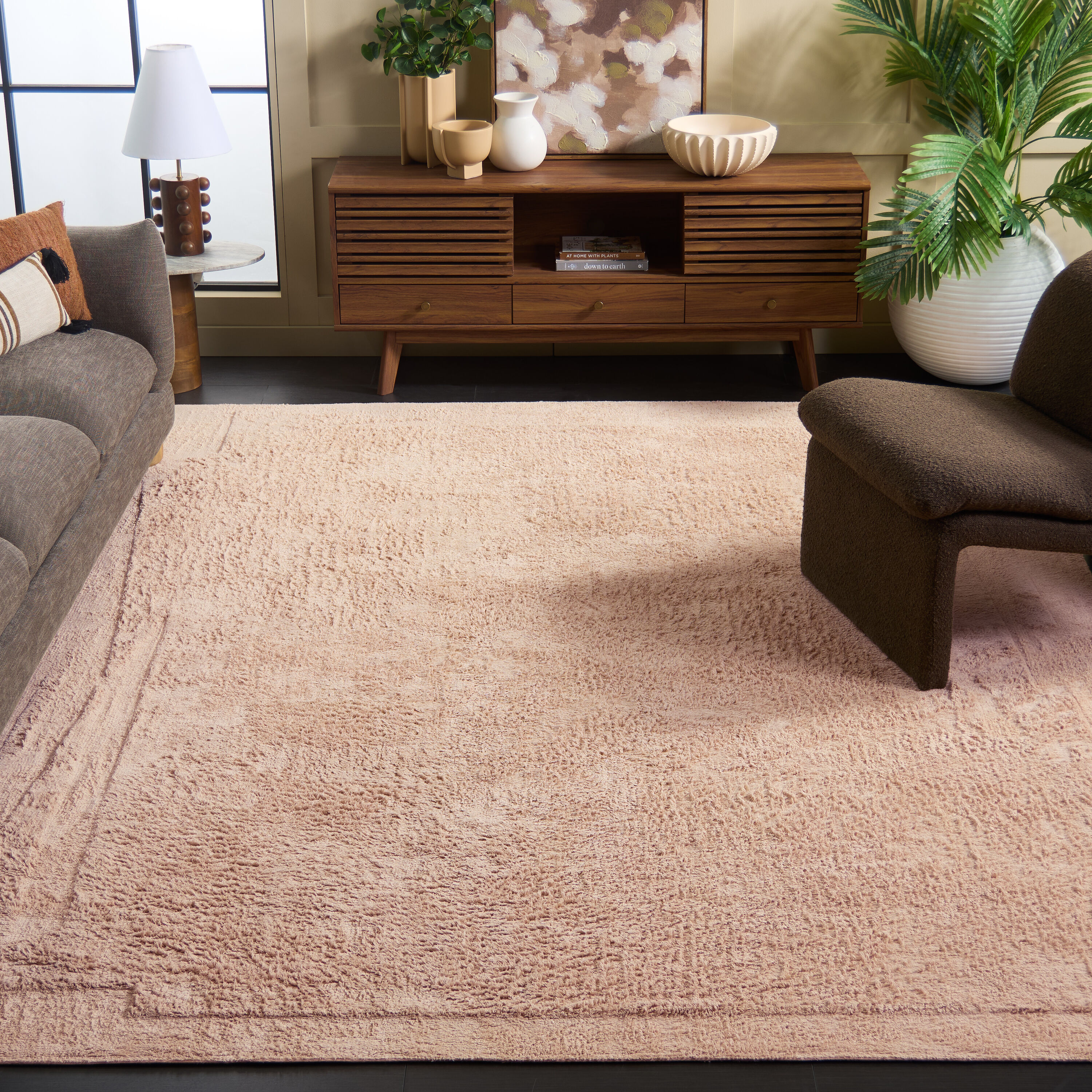  Easy Care 224 Pink Modern 8ft x 10ft Large Rectangle Rug