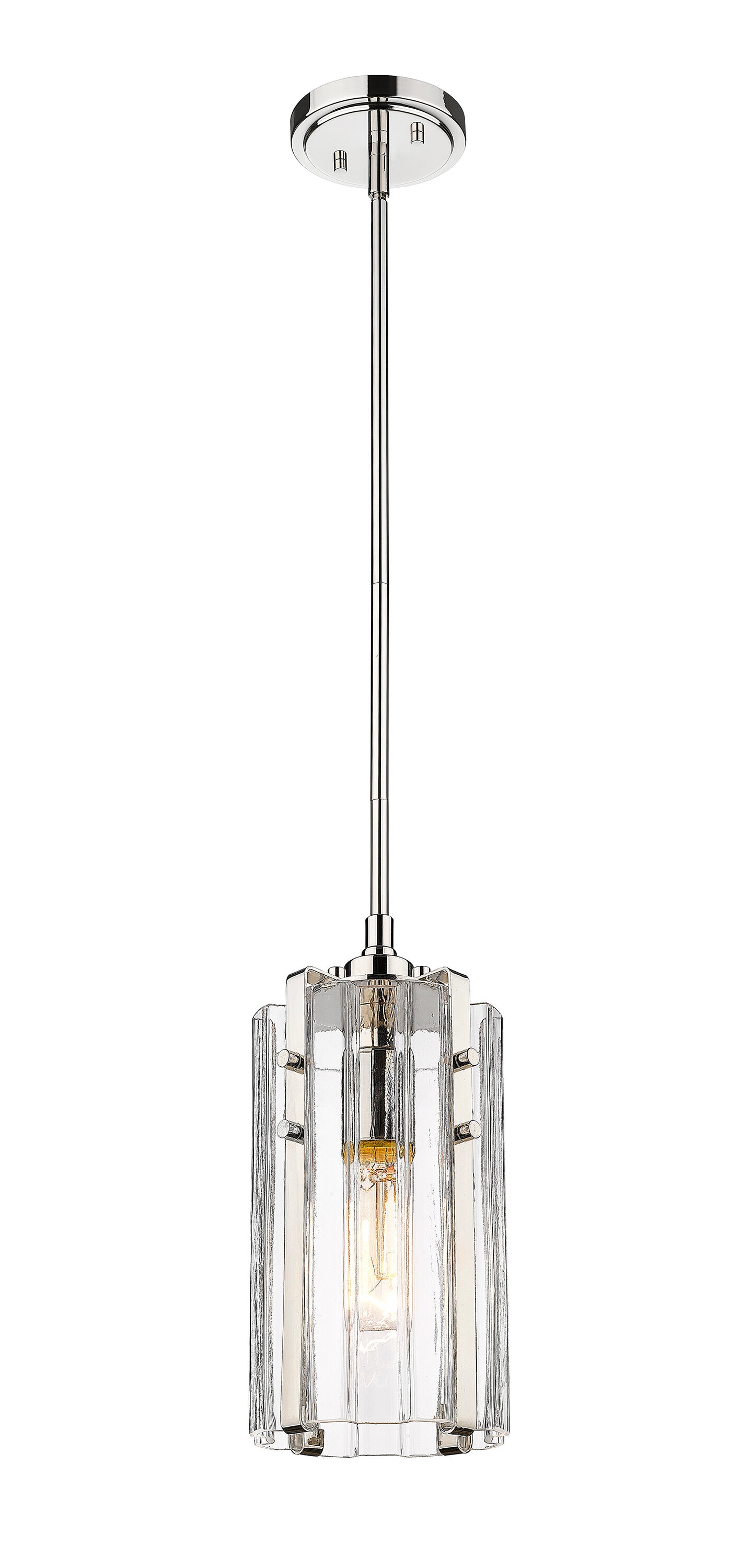 Polished Nickel 12" Mini Pendant with Glass Shade