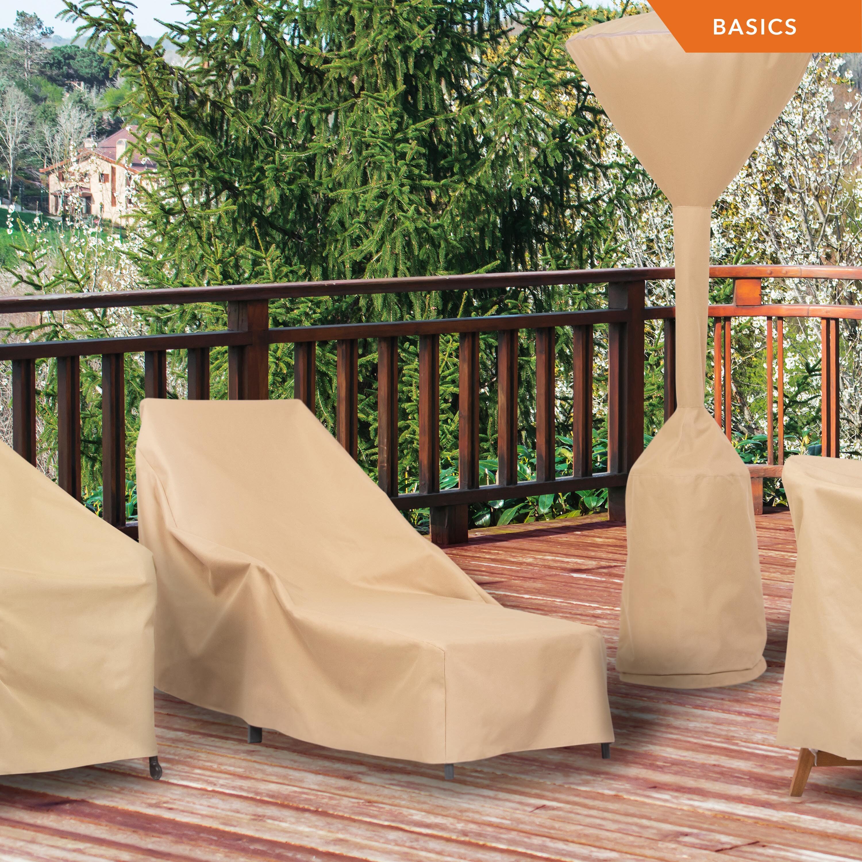 Heavy Duty Beige Waterproof Patio Chaise Lounge Cover