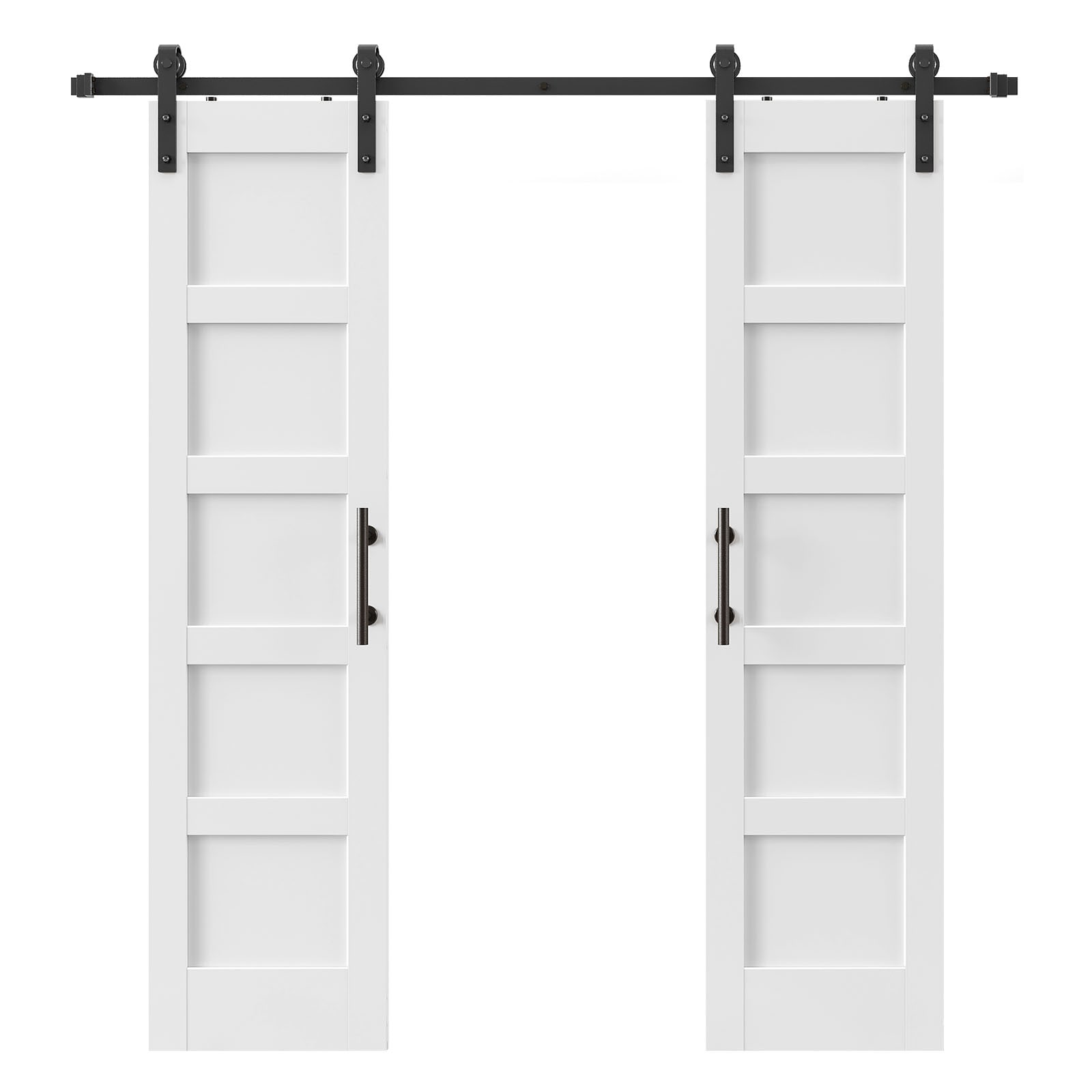 Fredbeck White 5 Panel Smooth Solid Core Finished MDF Barn Door (Hardware Included)