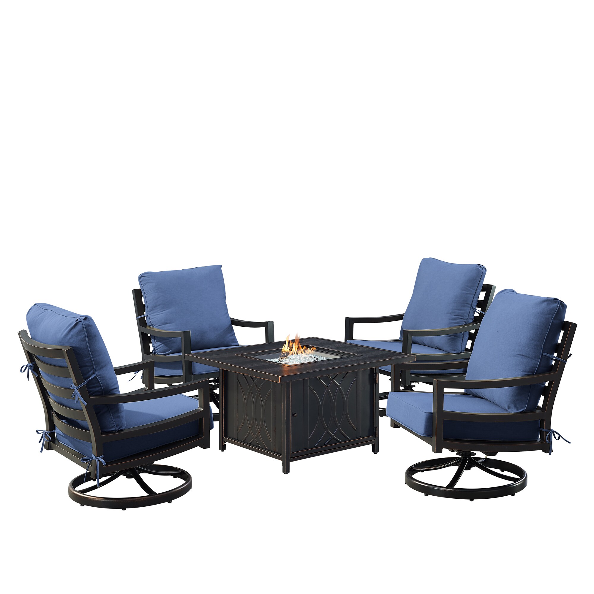 Oakland Living HUDSON4CHCAVEBLCU Patio-Conversation-Sets - View #2