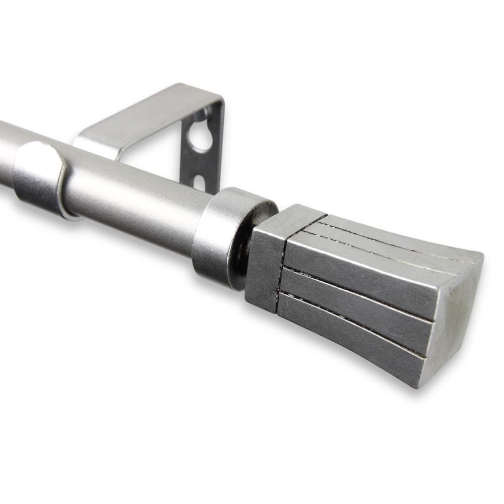 Hart & Harlow L5711-285 5/8-in Rowley 28-in to 48-in Satin nickel Steel Single curtain rod with Finials