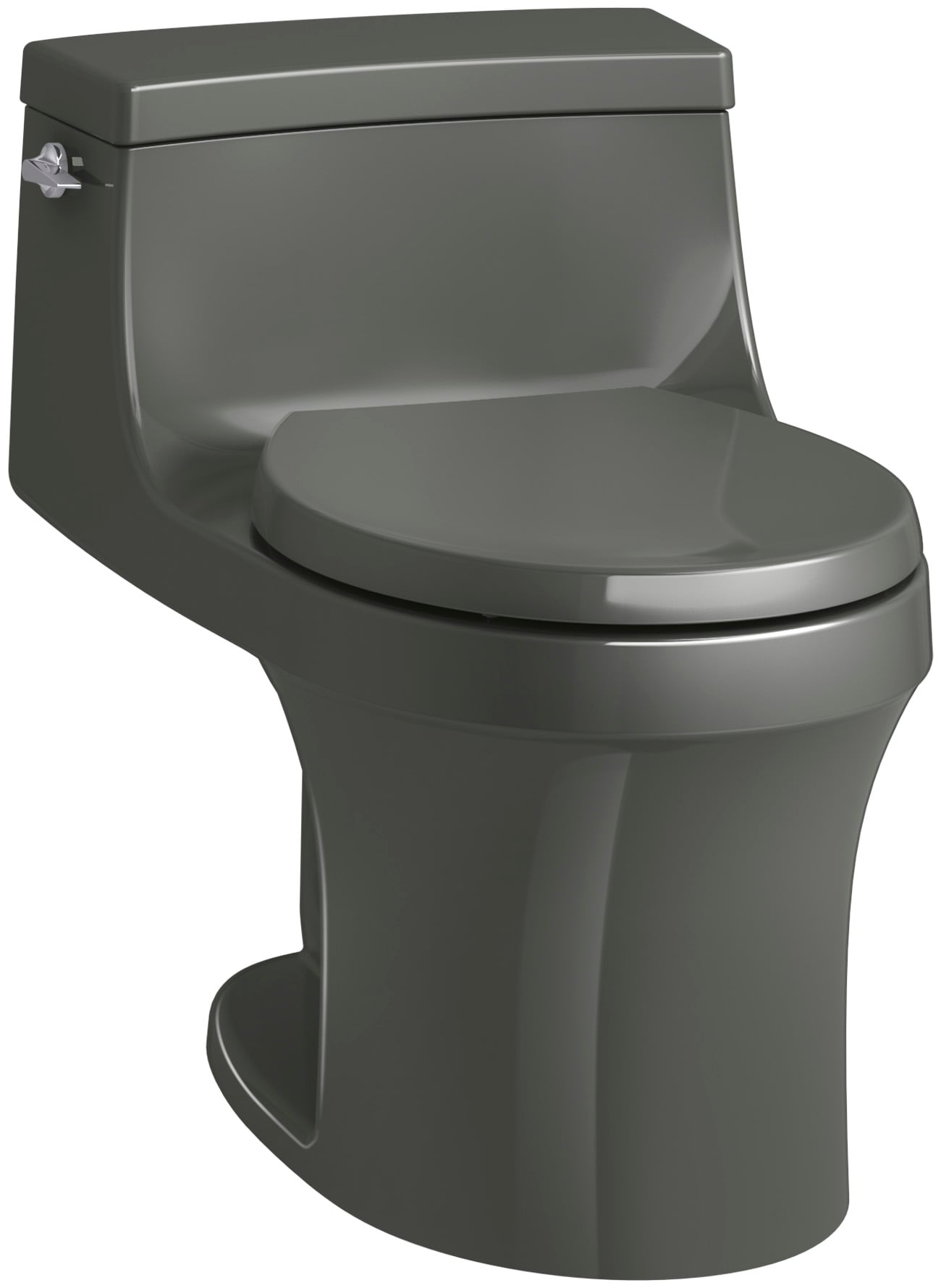 KOHLER 4007-58 San souci Thunder gray Round Standard height 1-piece Toilet 12-in Rough-In WaterSense 1.28 GPF