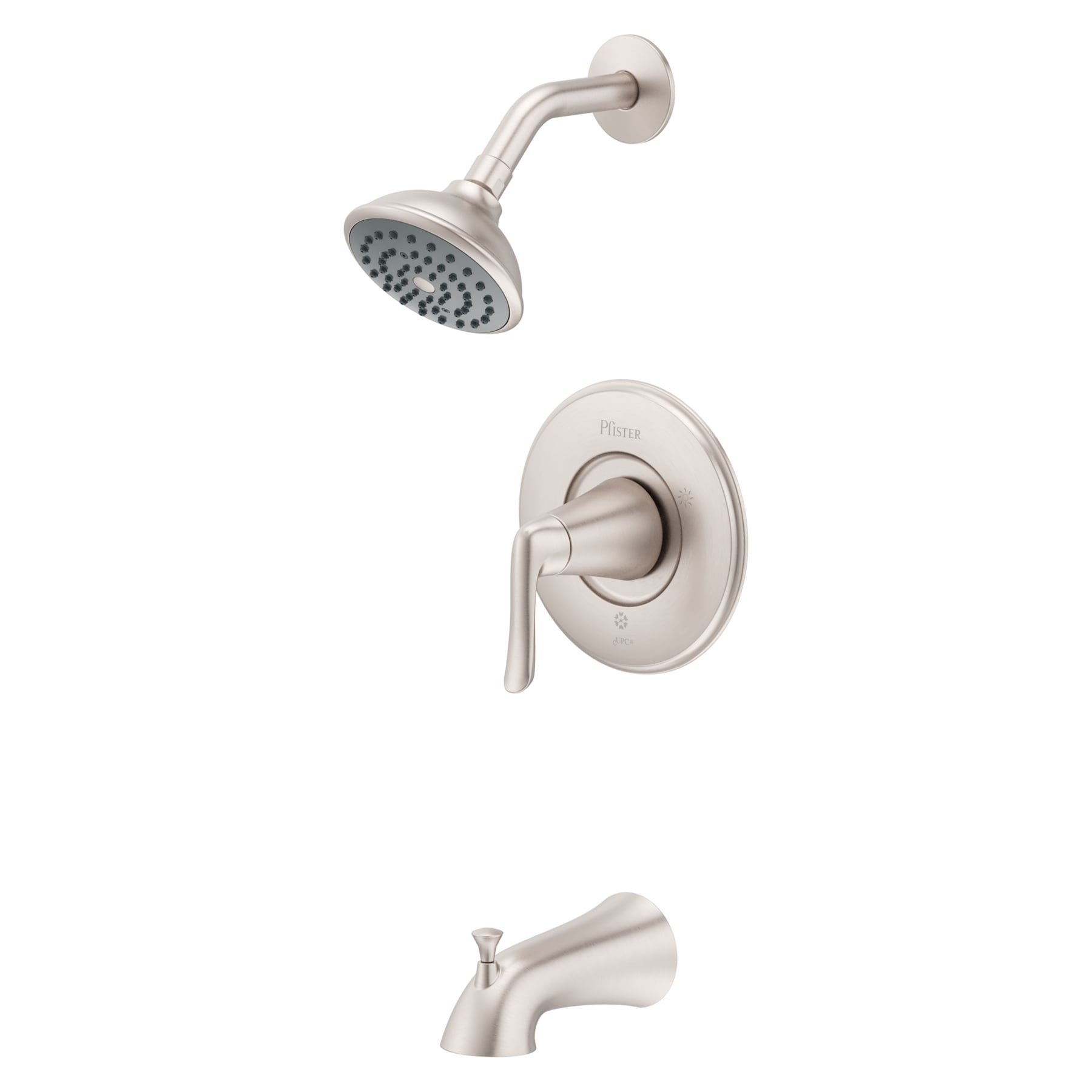 Pfister Willa Spot Defense Brushed Nickel 1-handle Single Function 4.438-in Round Bathtub and Shower Faucet Valve Included